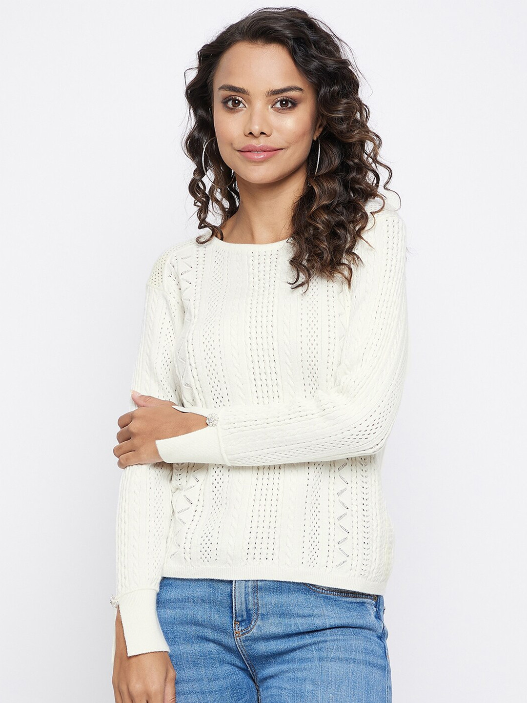 

Madame Off White Extended Sleeves Top