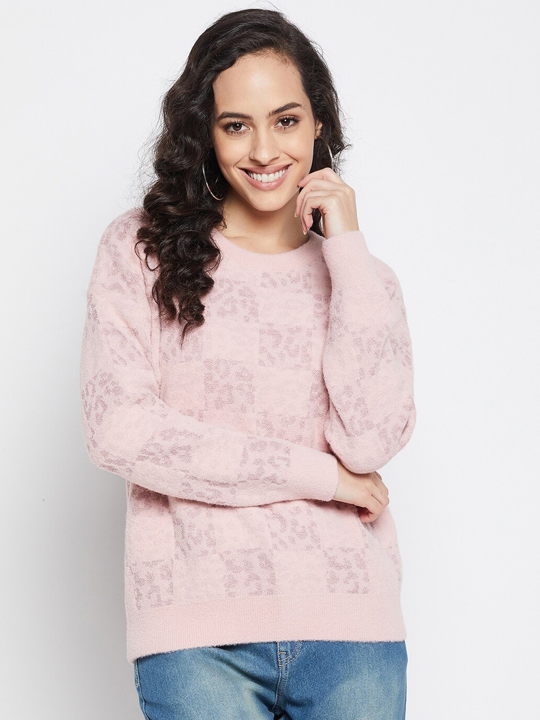 

Madame Women Pink Cable Knit Pullover