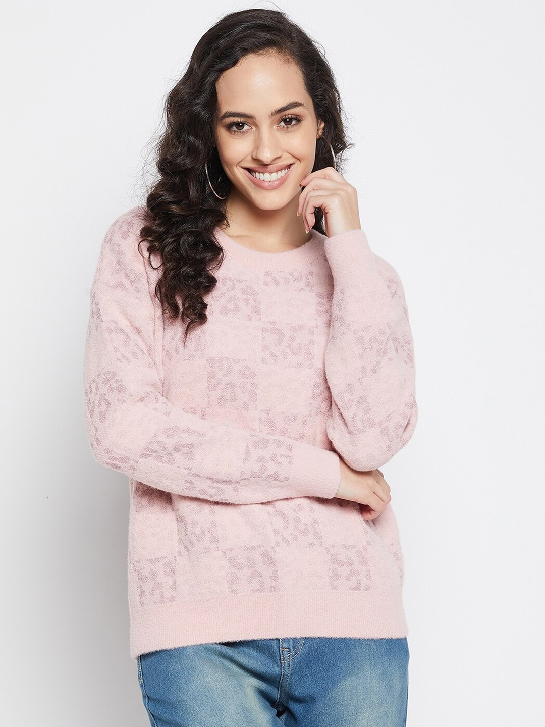 

Madame Women Pink Cable Knit Pullover