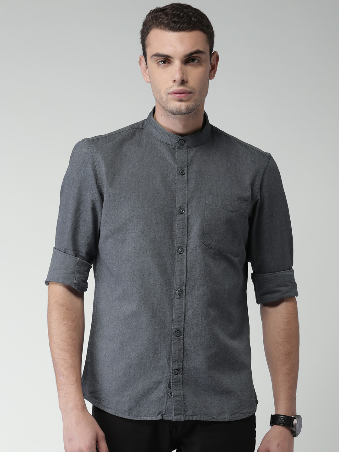 

Celio Men Grey Regular Fit Solid Casual Shirt