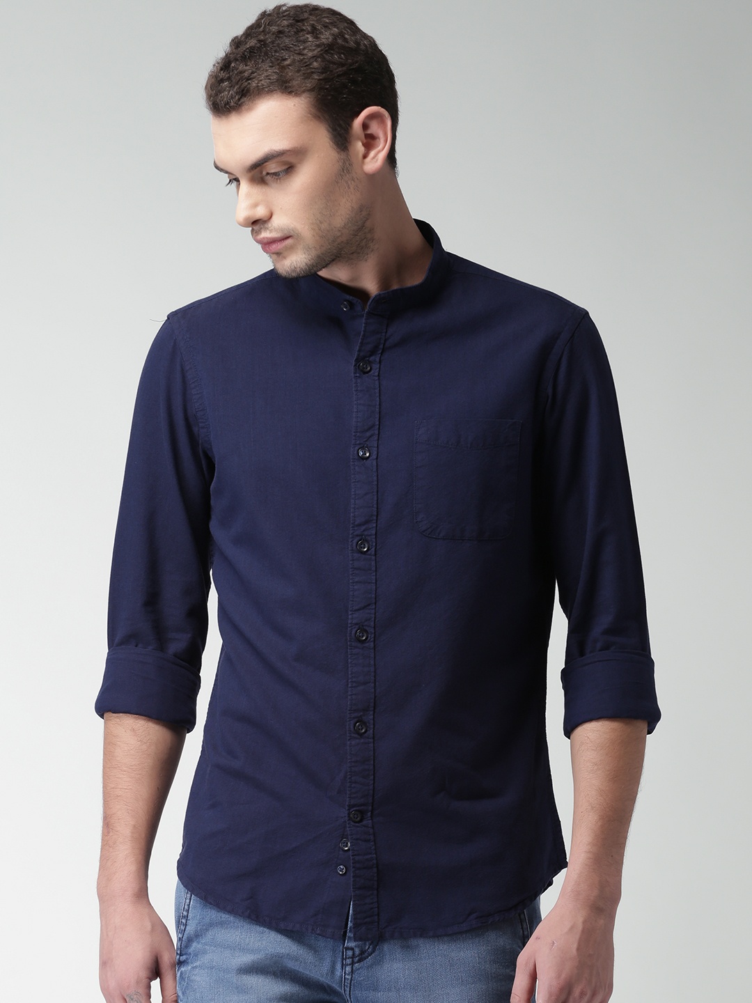 

Celio Men Navy Blue Regular Fit Solid Casual Shirt