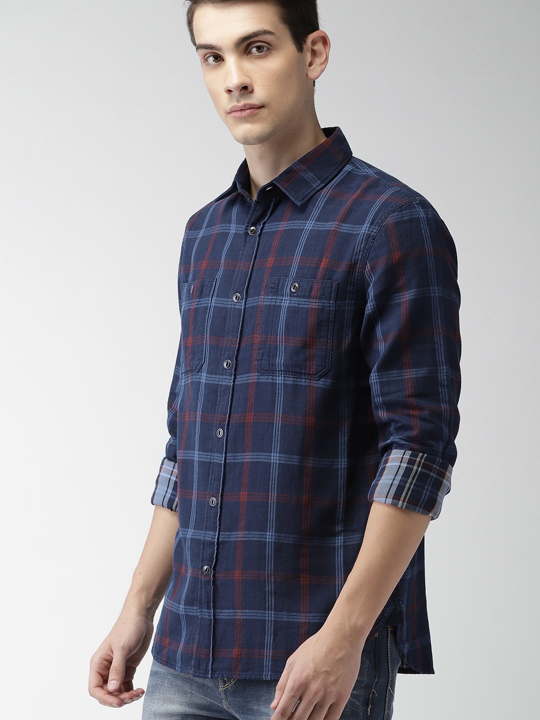 

Celio Men Blue Checked Casual Shirt