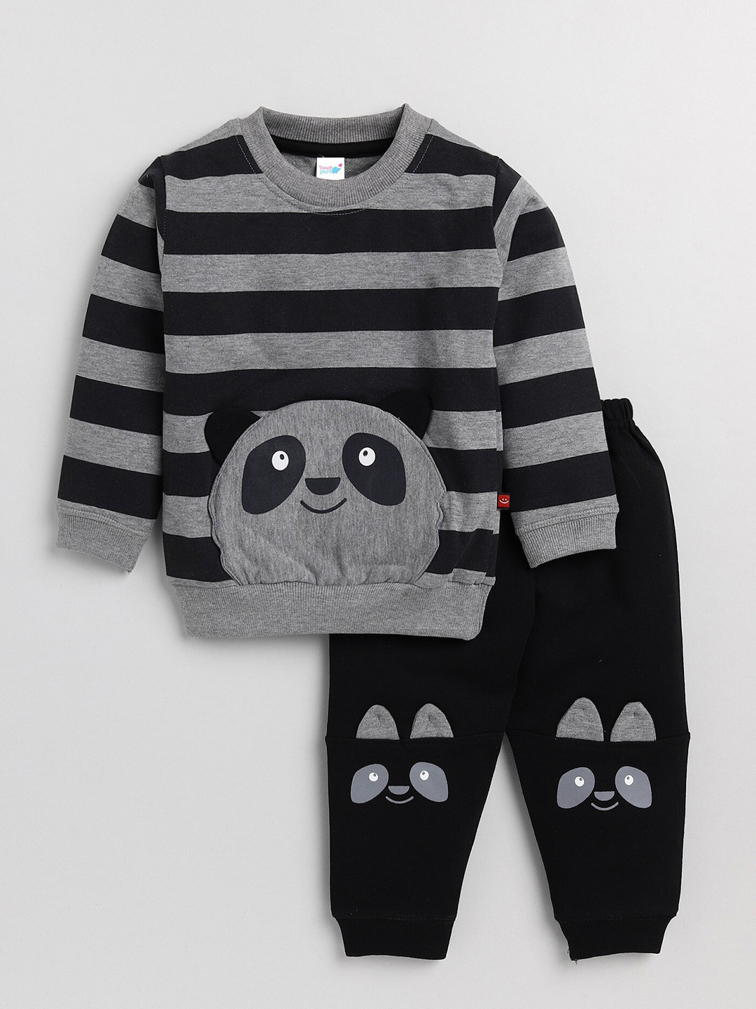 

Toonyport Unisex Kids Black & Grey Printed Top with Trousers