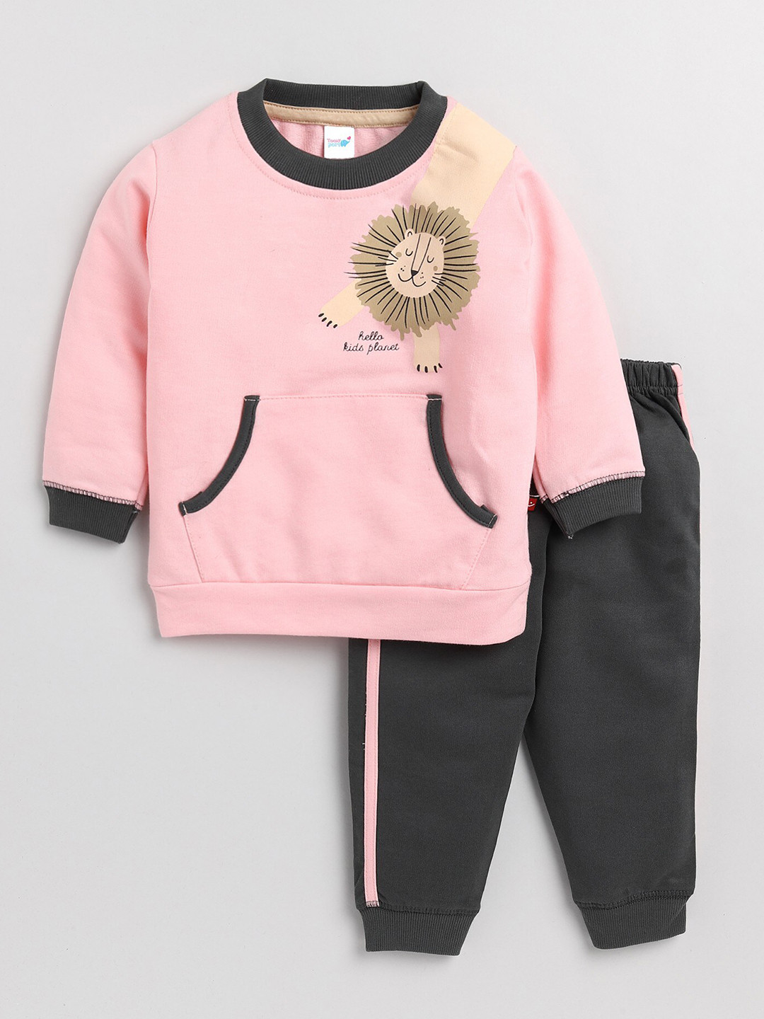 

Toonyport Unisex Kids Pink & Black Printed Top with Trousers