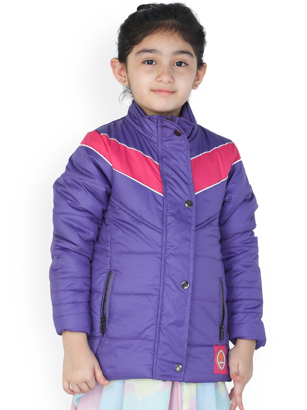 

toothless Girls Purple Striped Lightweight Longline Puffer Jacket