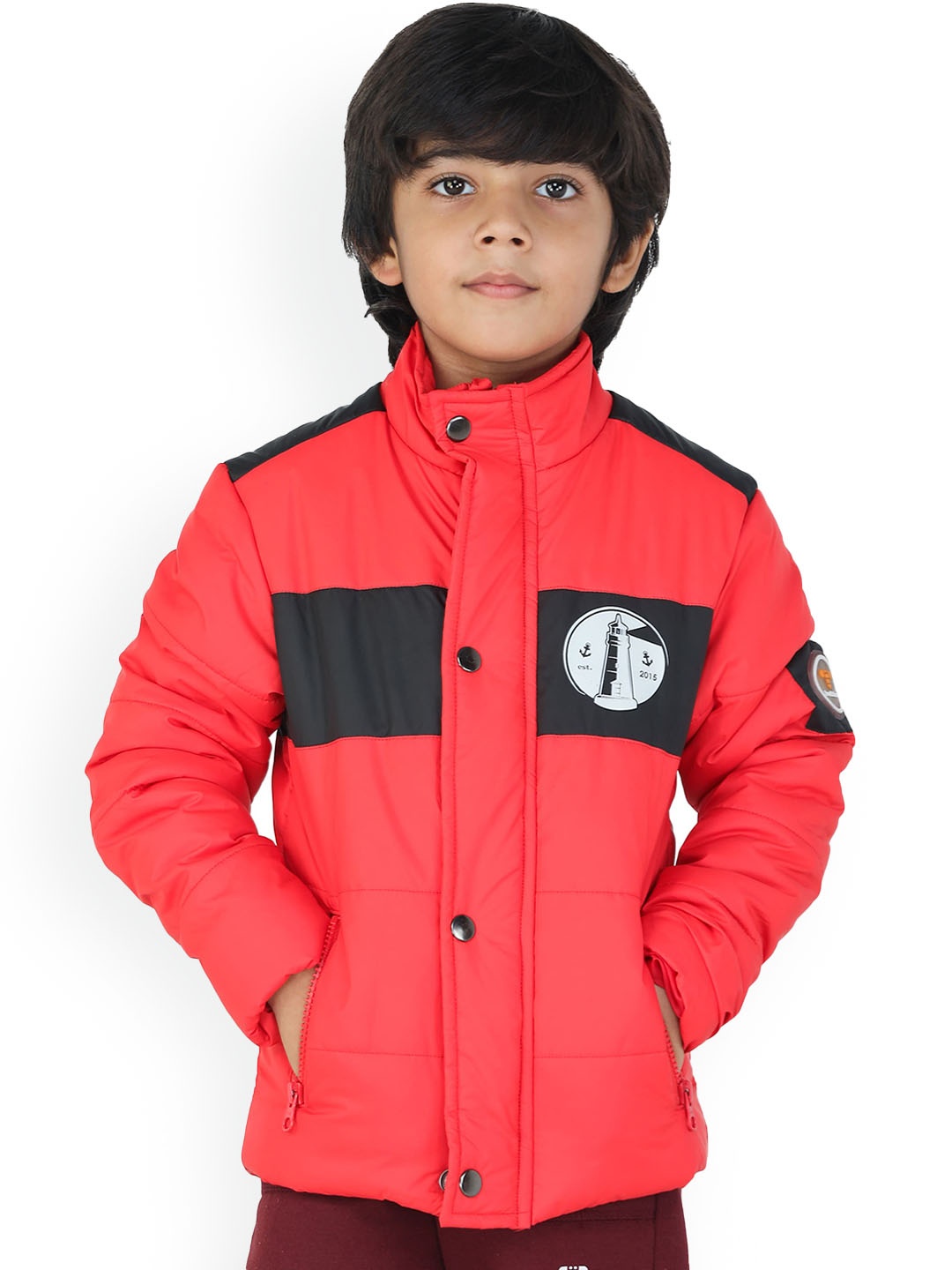 

toothless Boys Red Colourblocked Lightweight Padded Jacket