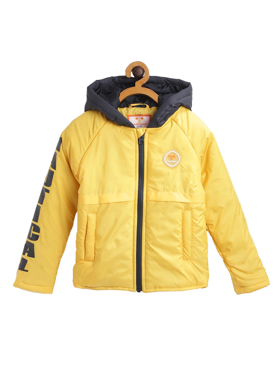 

toothless Boys Yellow Colourblocked Lightweight Padded Jacket with Patchwork