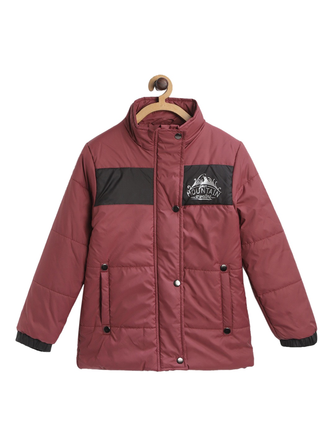 

toothless Girls Navy Blue Colourblocked Lightweight Padded Jacket with Patchwork