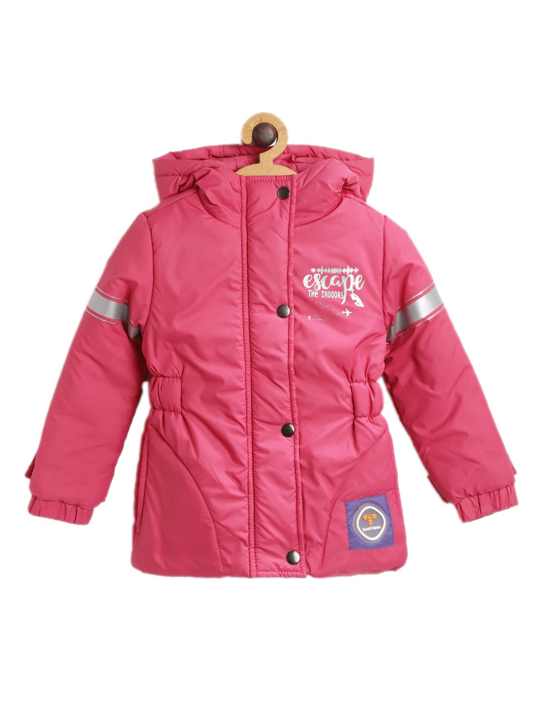 

toothless Girls Fuchsia Lightweight Padded Jacket with Patchwork