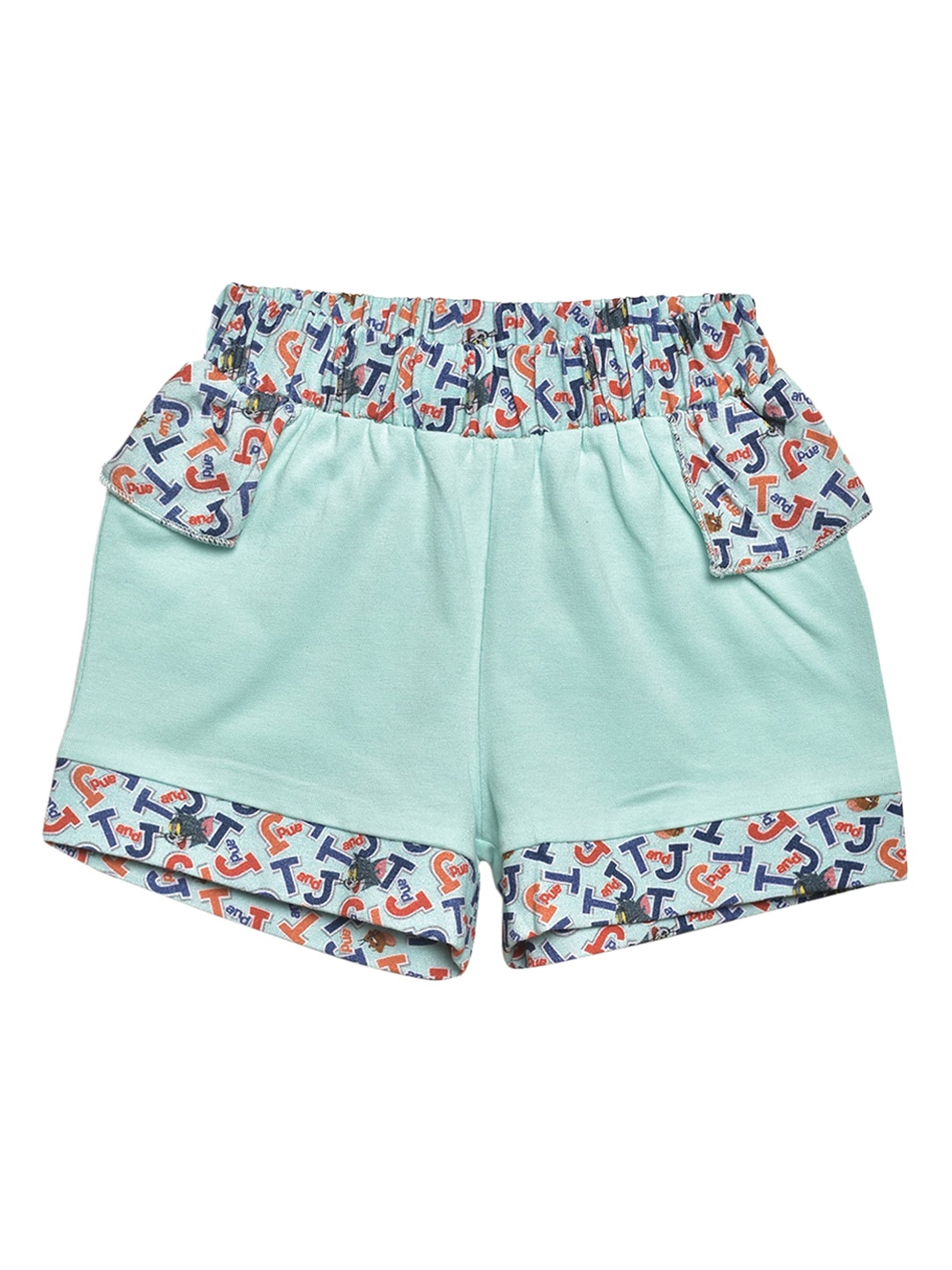 

toothless Girls Blue Floral Printed Tom & Jerry Shorts