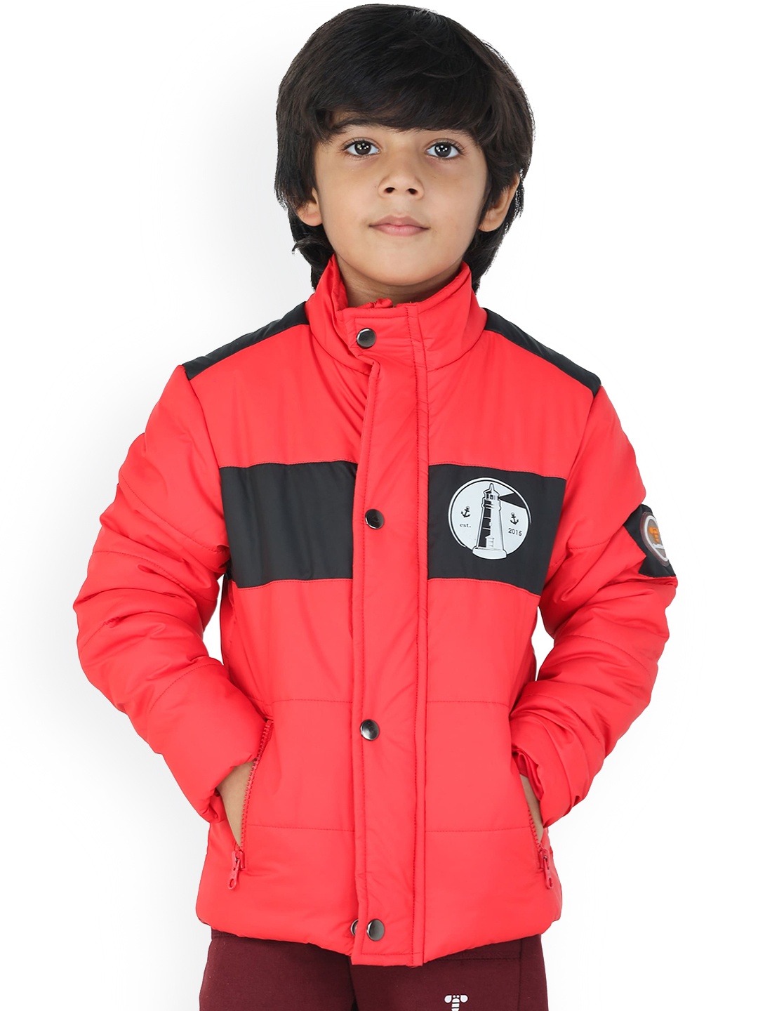 

toothless Boys Red Colourblocked Lightweight Padded Jacket