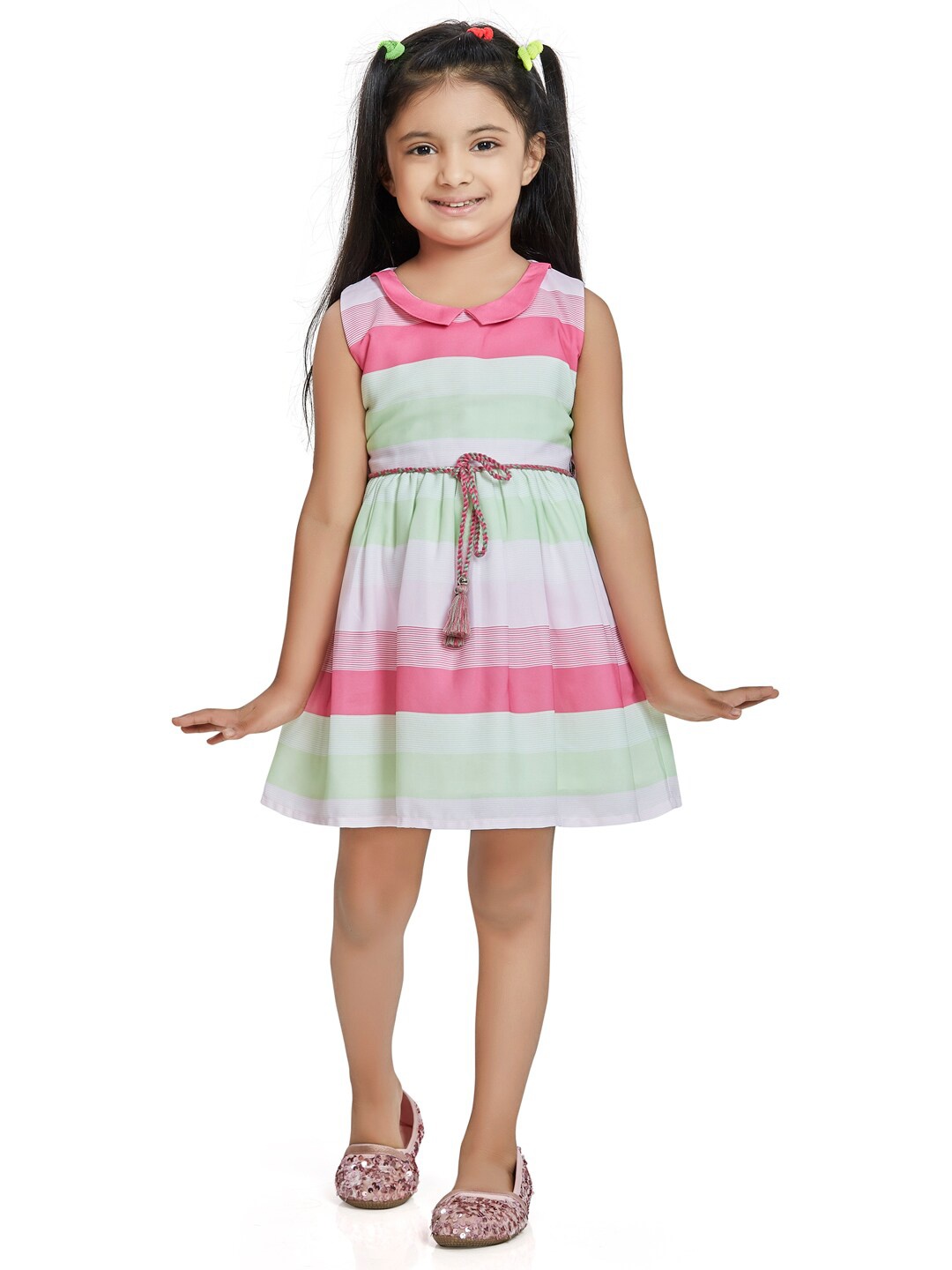 

Peppermint Pink Striped Satin Dress
