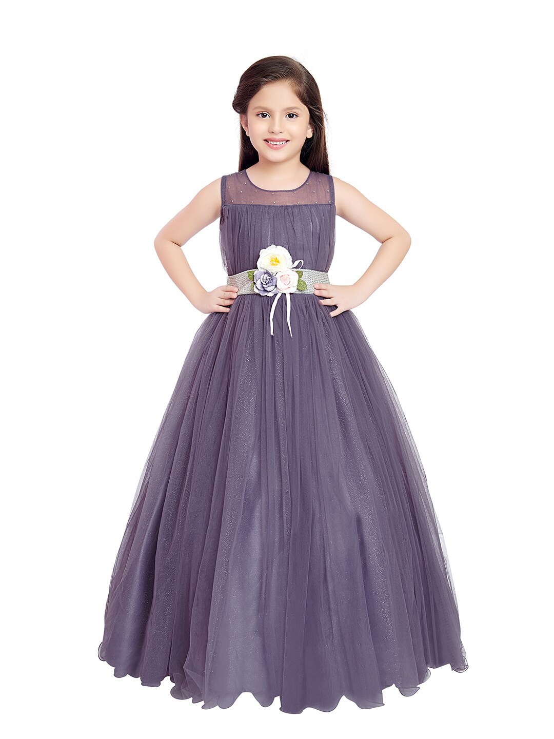 

BETTY Purple Net Maxi Dress