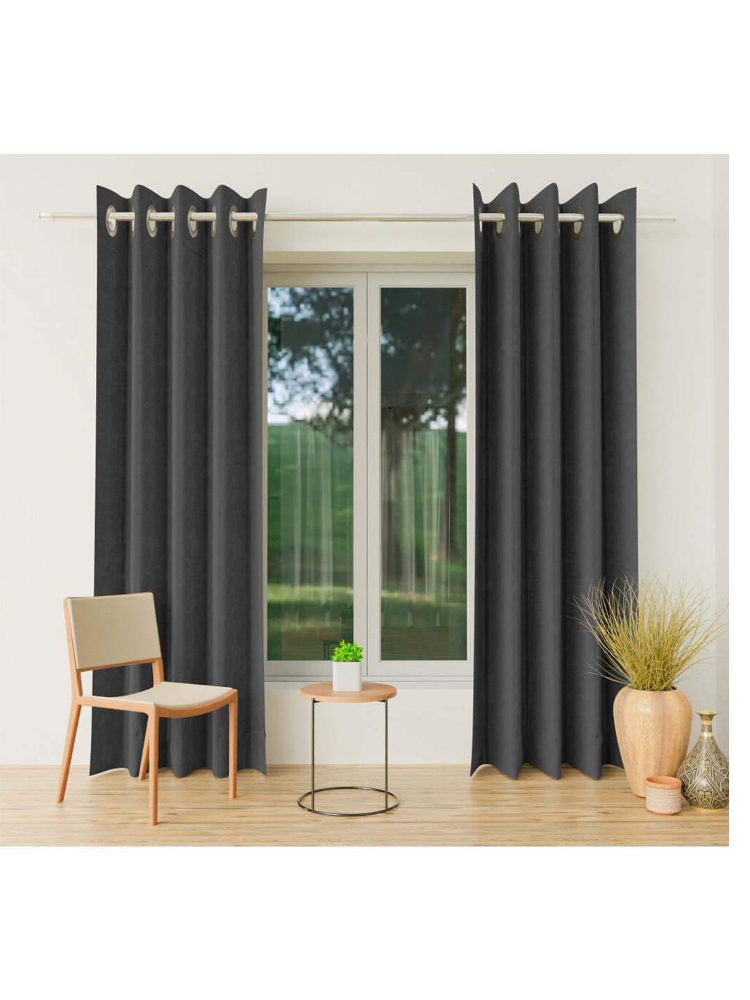 

CURIOUS LIFESTYLE Grey Set of 2 Room Darkening Long Door Curtain