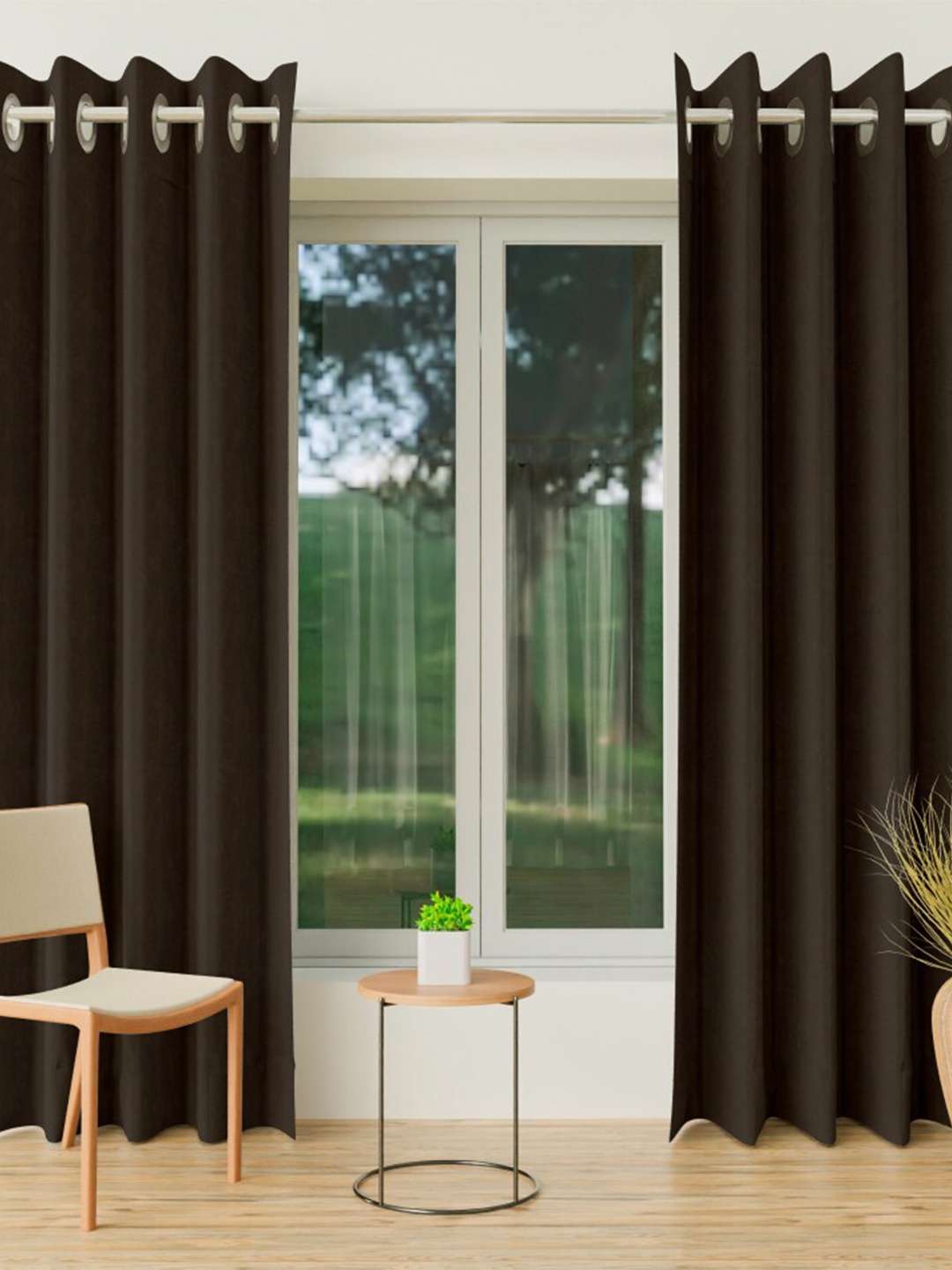 

CURIOUS LIFESTYLE Brown Set of 2 Room Darkening Door Curtain