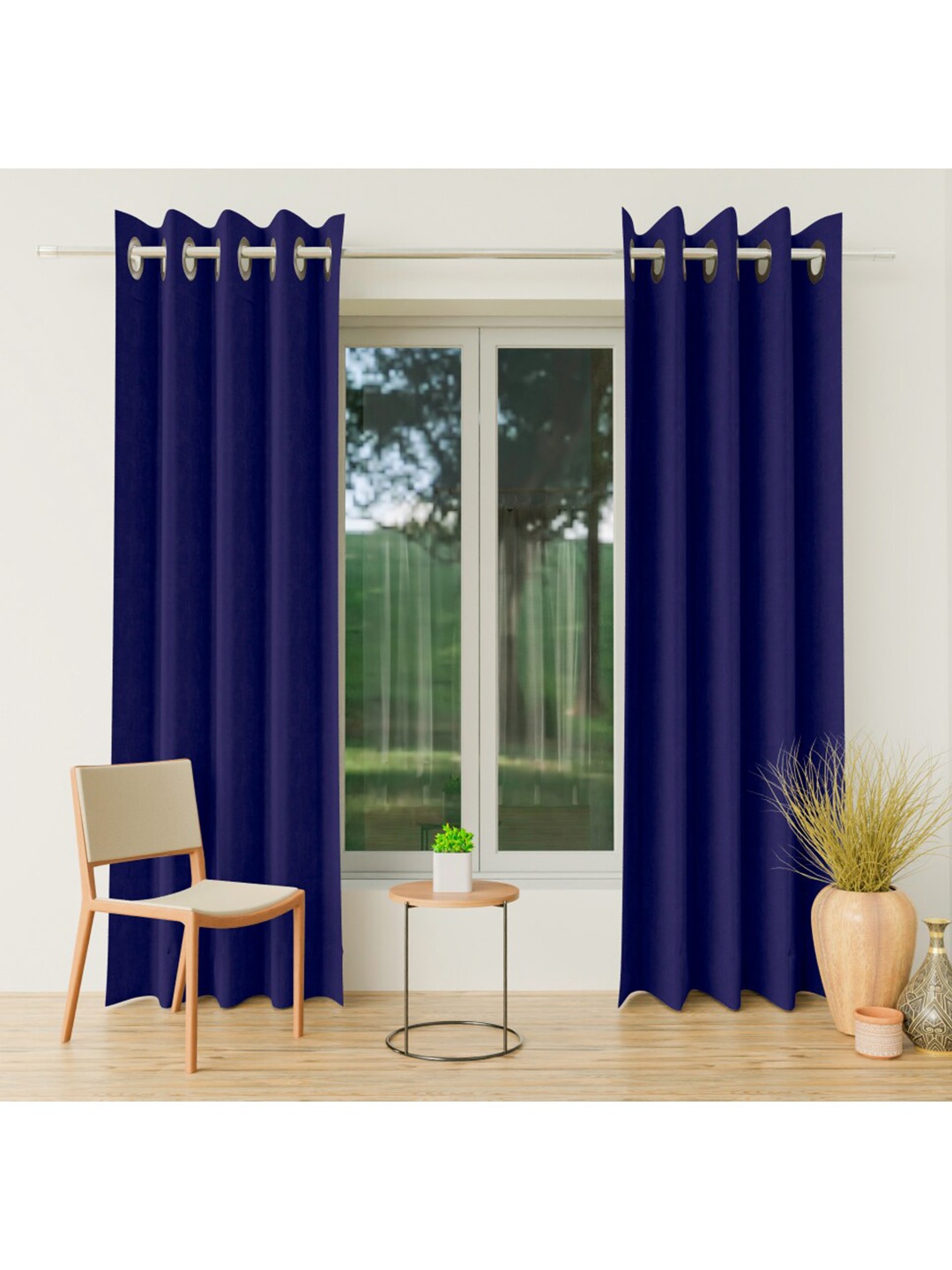 

CURIOUS LIFESTYLE Blue Set of 2 Room Darkening Window Curtain