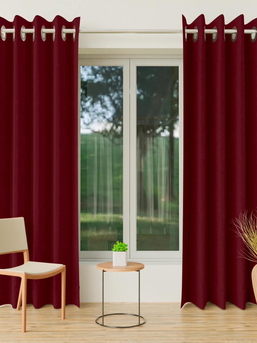 

CURIOUS LIFESTYLE Maroon Set of 2 Room Darkening Long Door Curtain