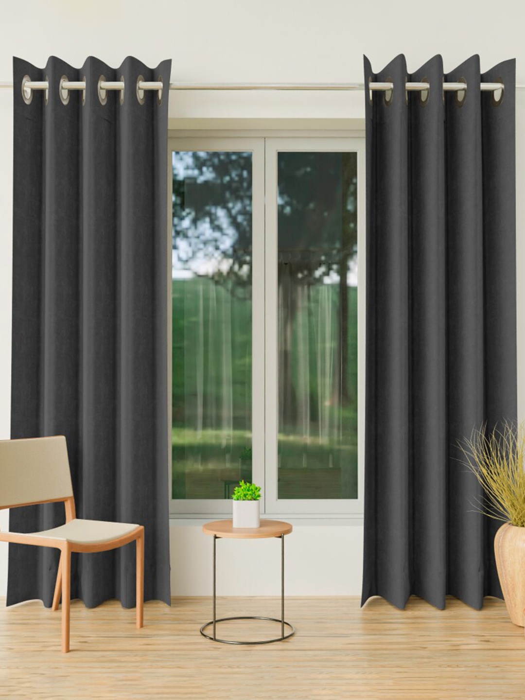 

CURIOUS LIFESTYLE Grey Set of 2 Room Darkening Window Curtain