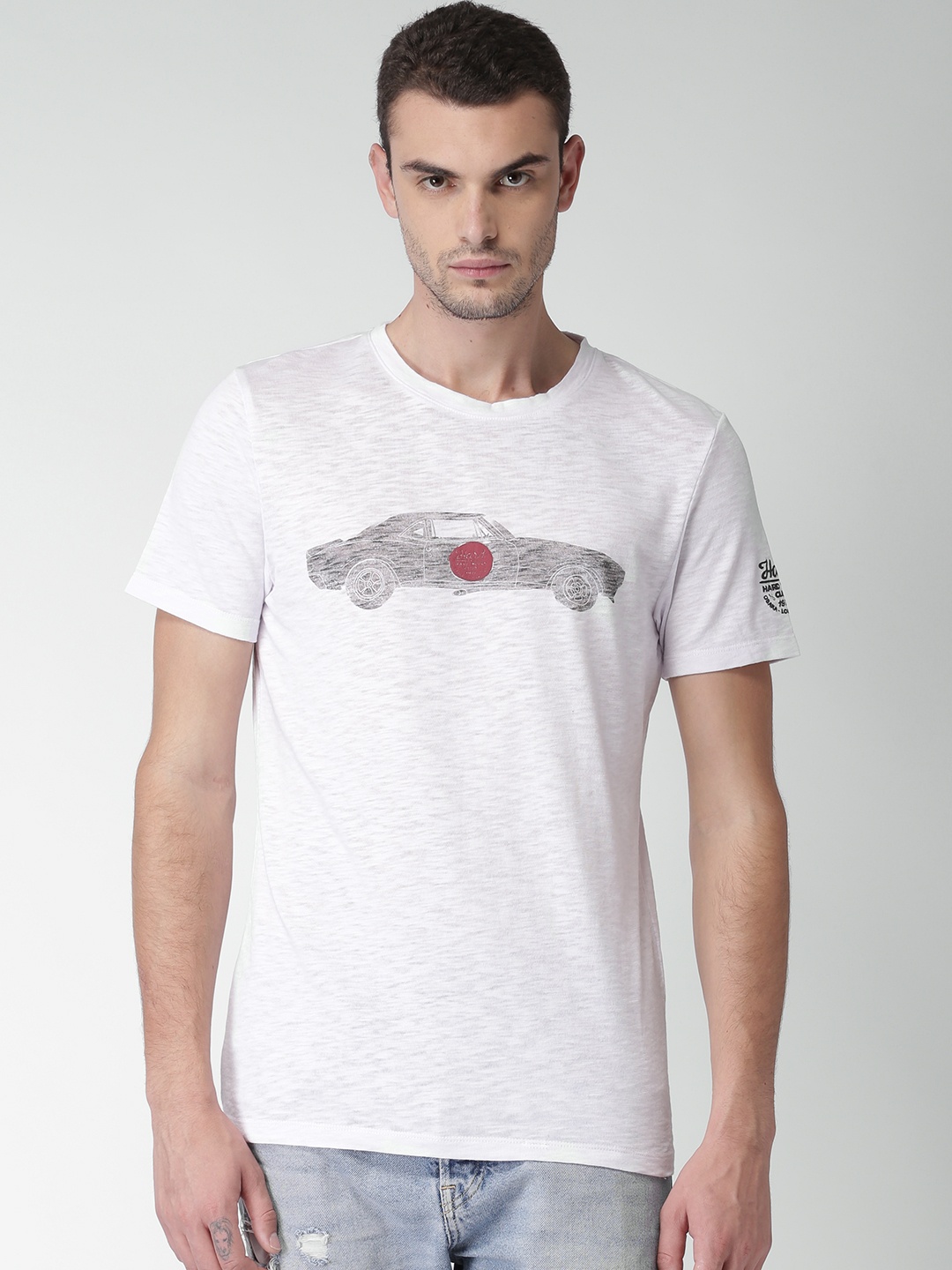 

Celio Men White Printed Round Neck T-shirt