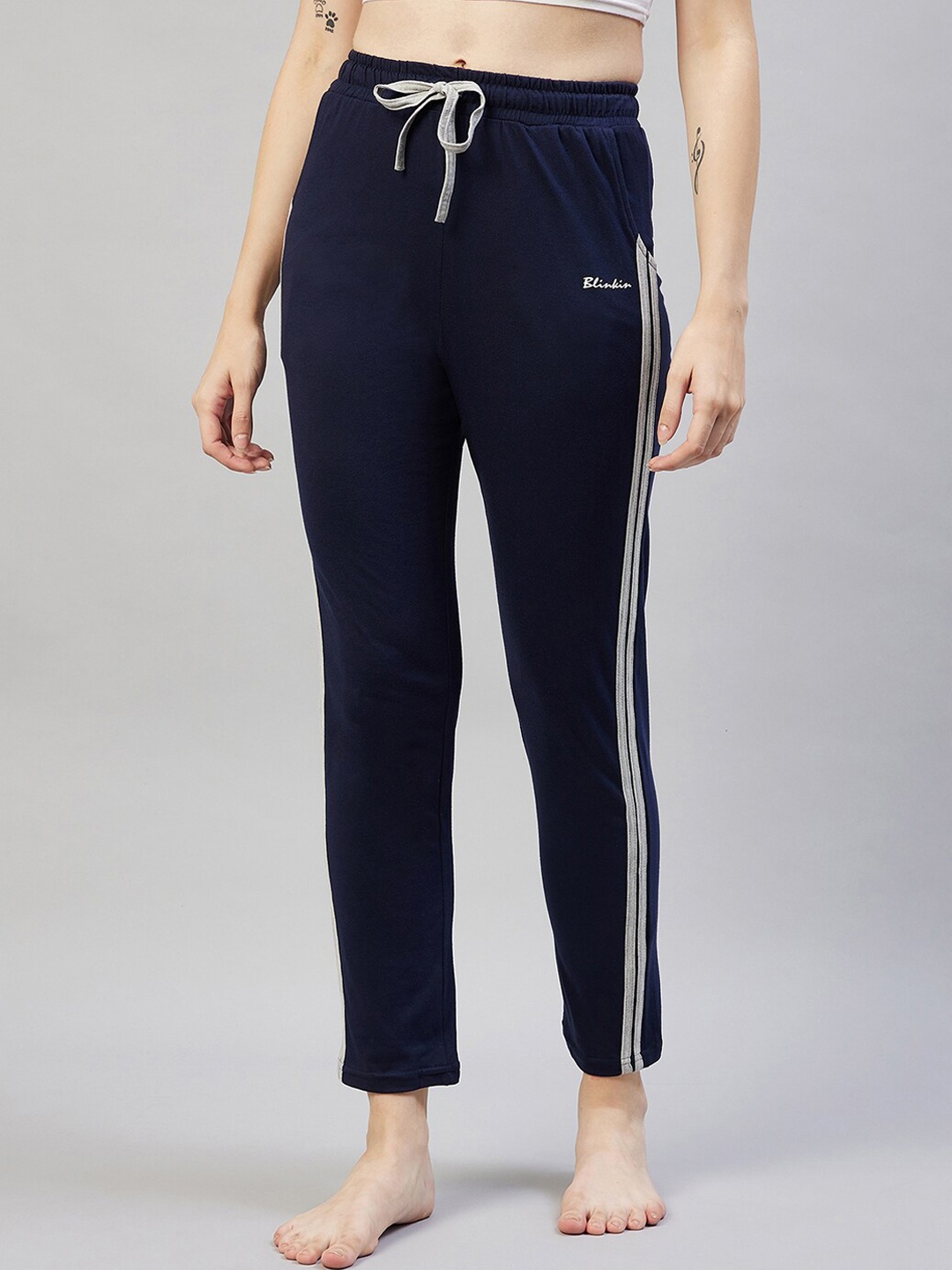 

Blinkin Women Solid Cotton Lounge Pants, Navy blue