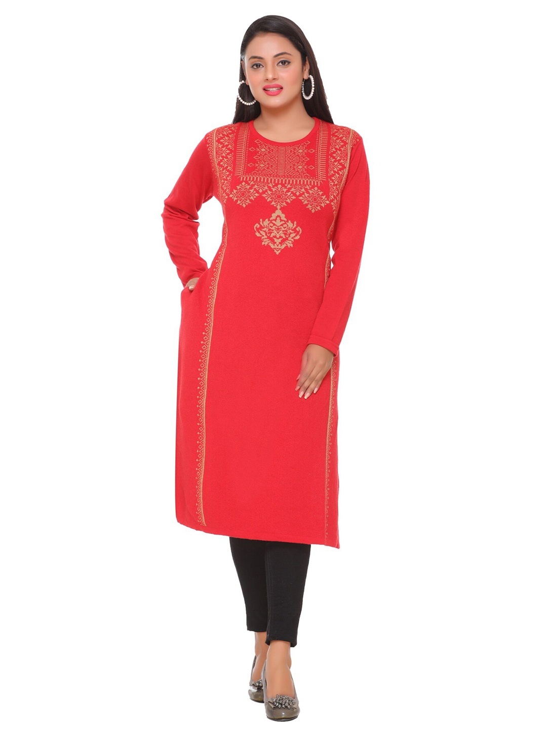 

KEIKO Women Red & Beige Floral Printed Pullover