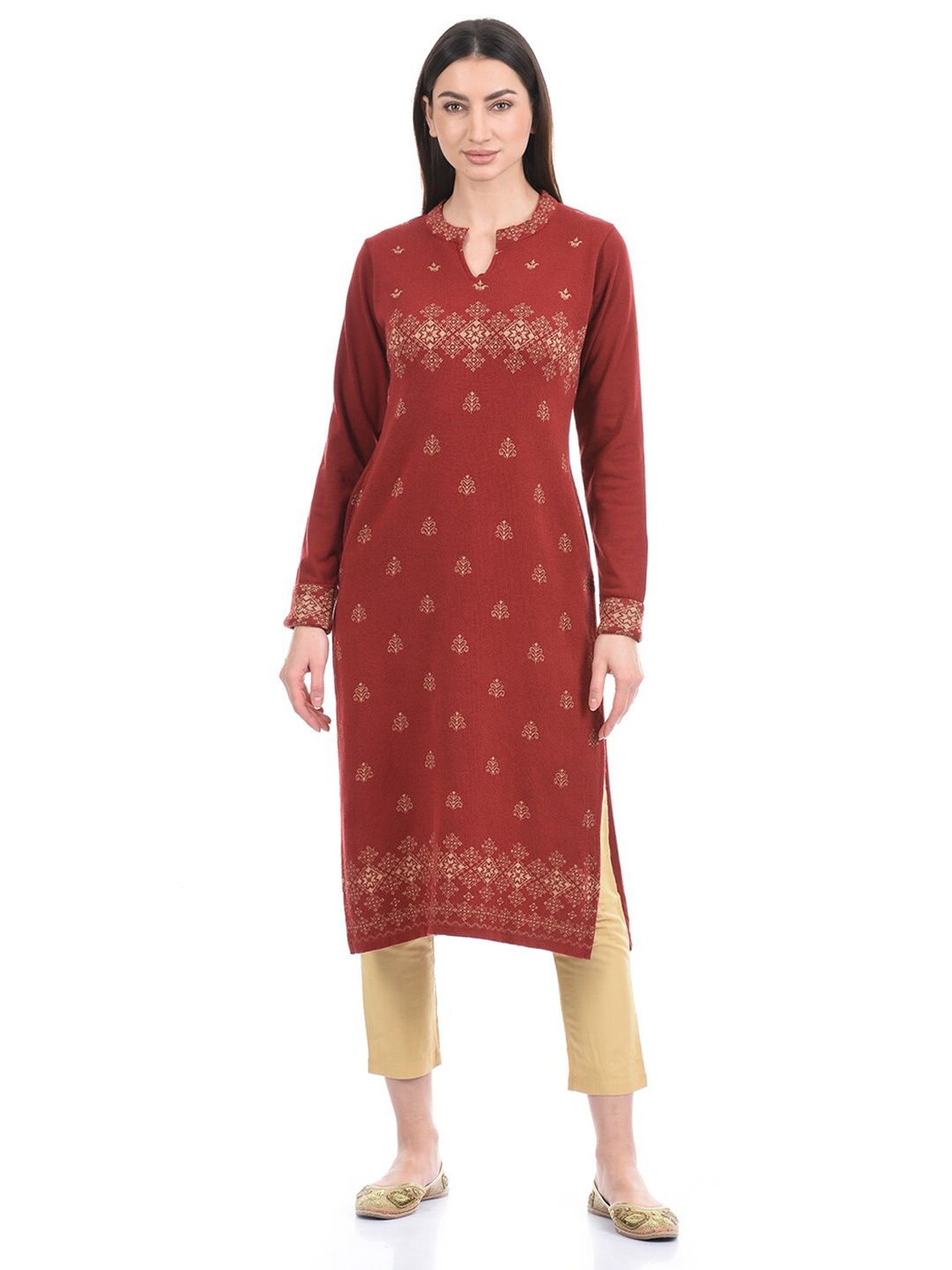 

KEIKO Women Maroon & Beige Printed Pullover