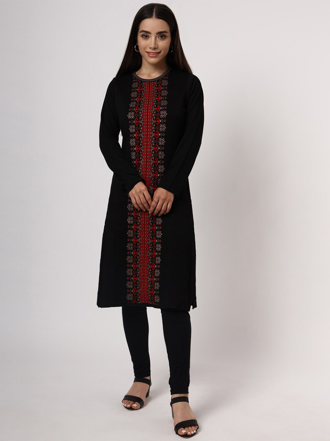 

KEIKO Women Black & Red Floral Printed Pullover