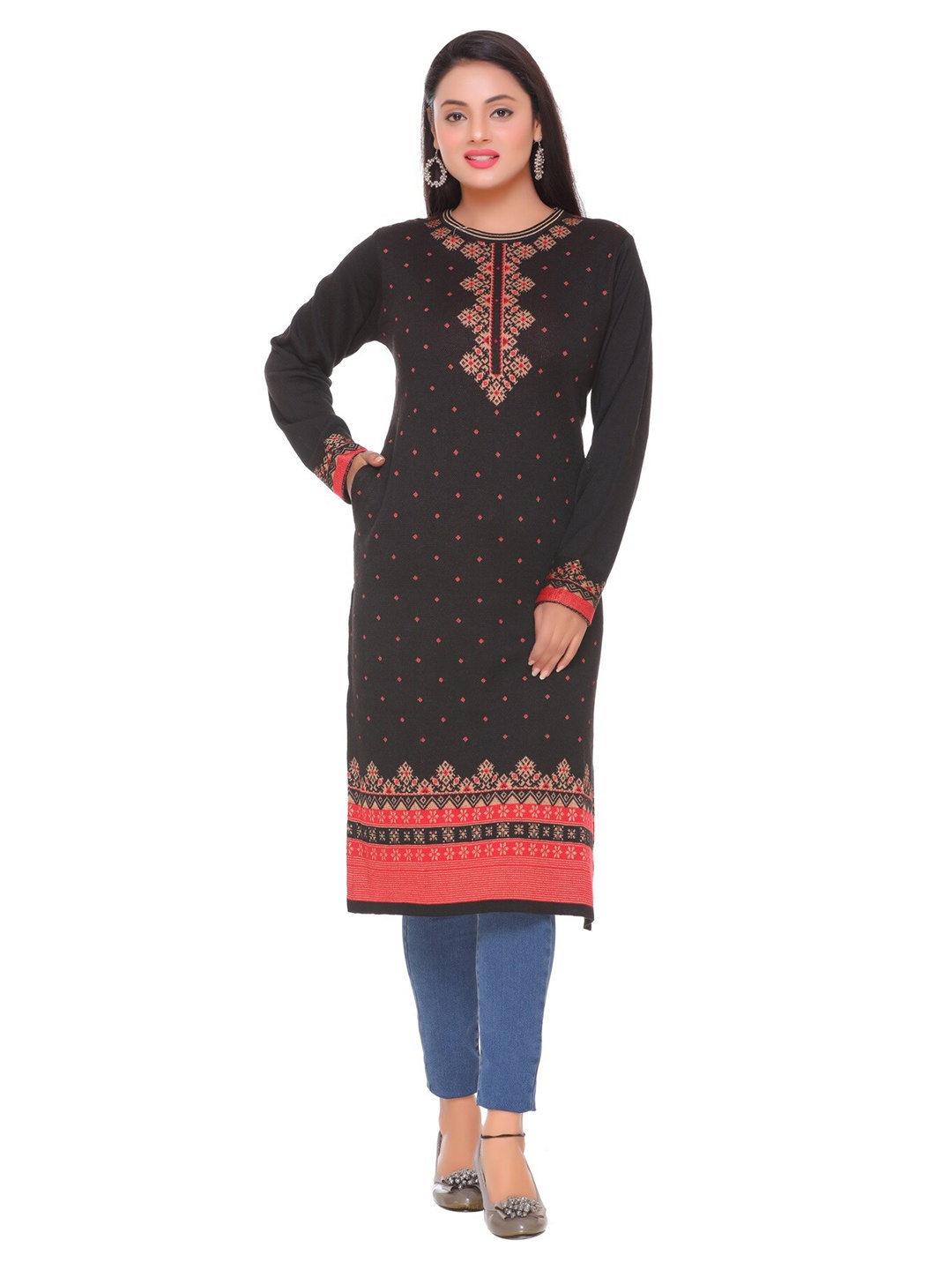 

KEIKO Women Black & Red Floral Printed Pullover