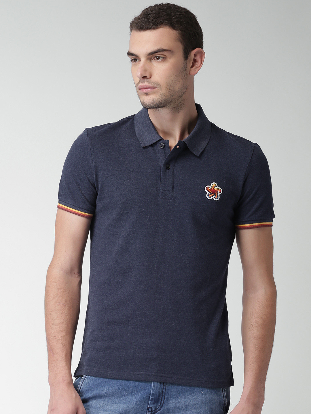 

Celio Men Navy Solid Polo Collar T-shirt, Navy blue