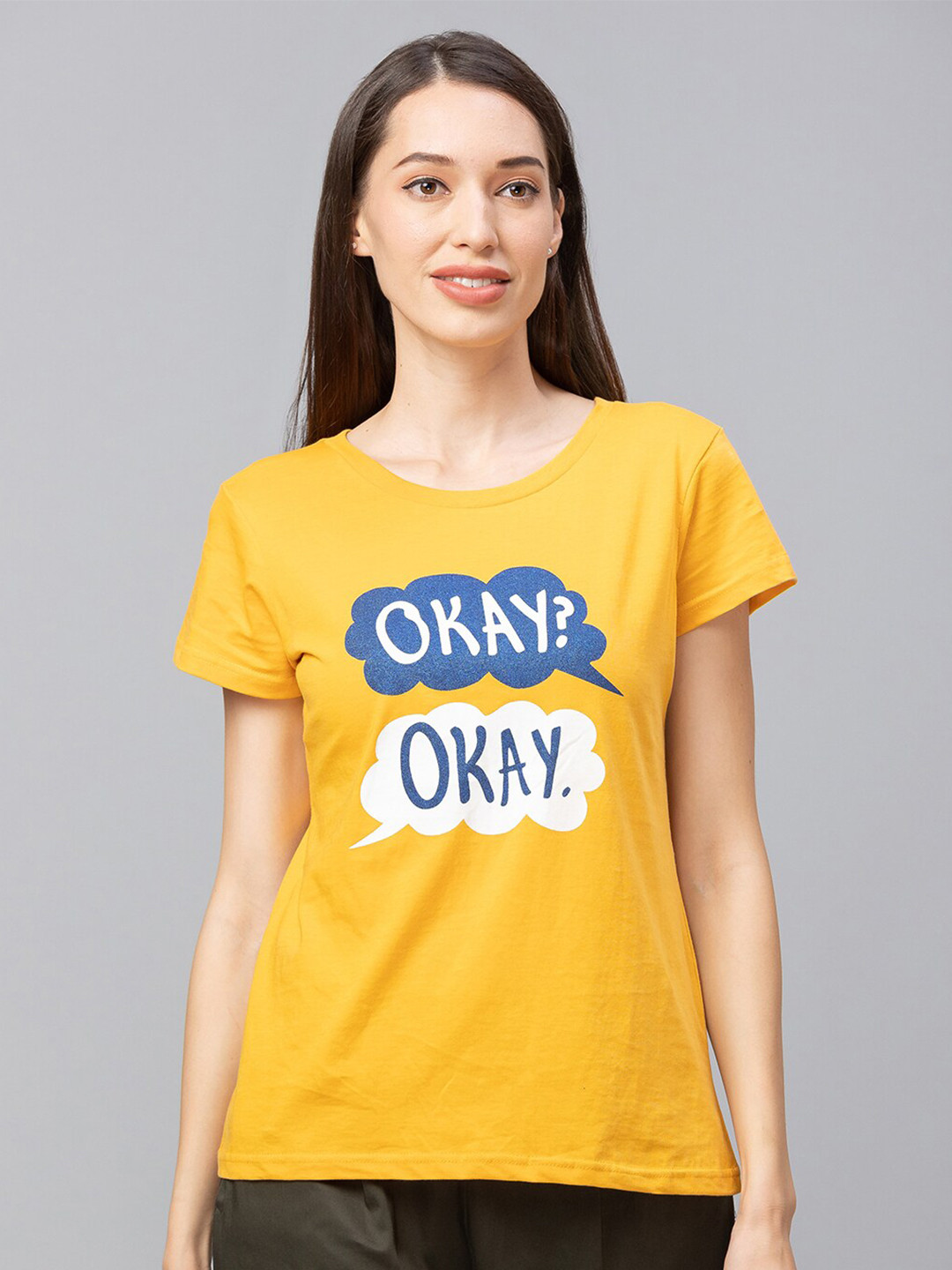 

Globus Women Yellow Printed Applique T-shirt