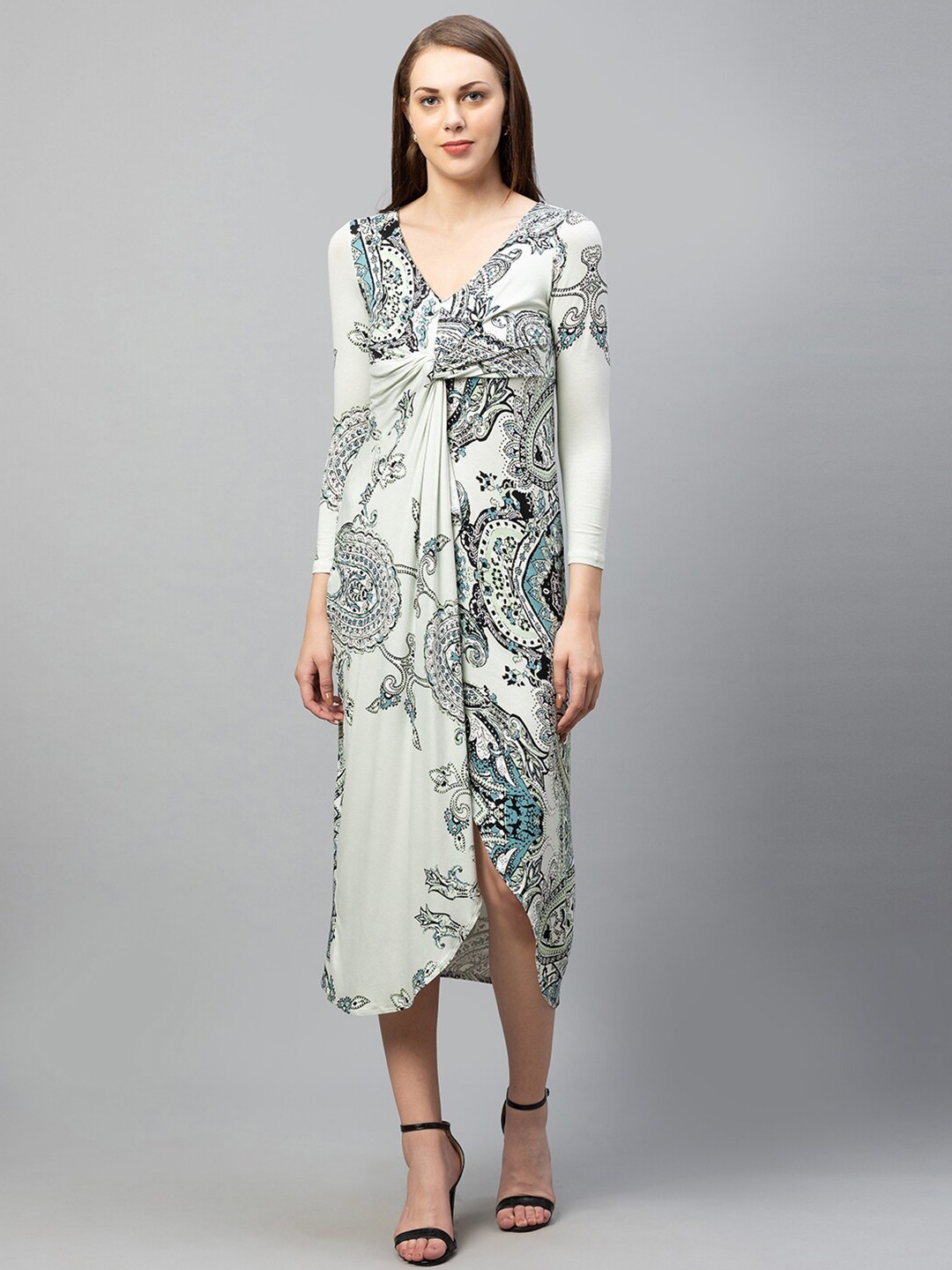 

Globus Green Tropical A-Line Midi Dress