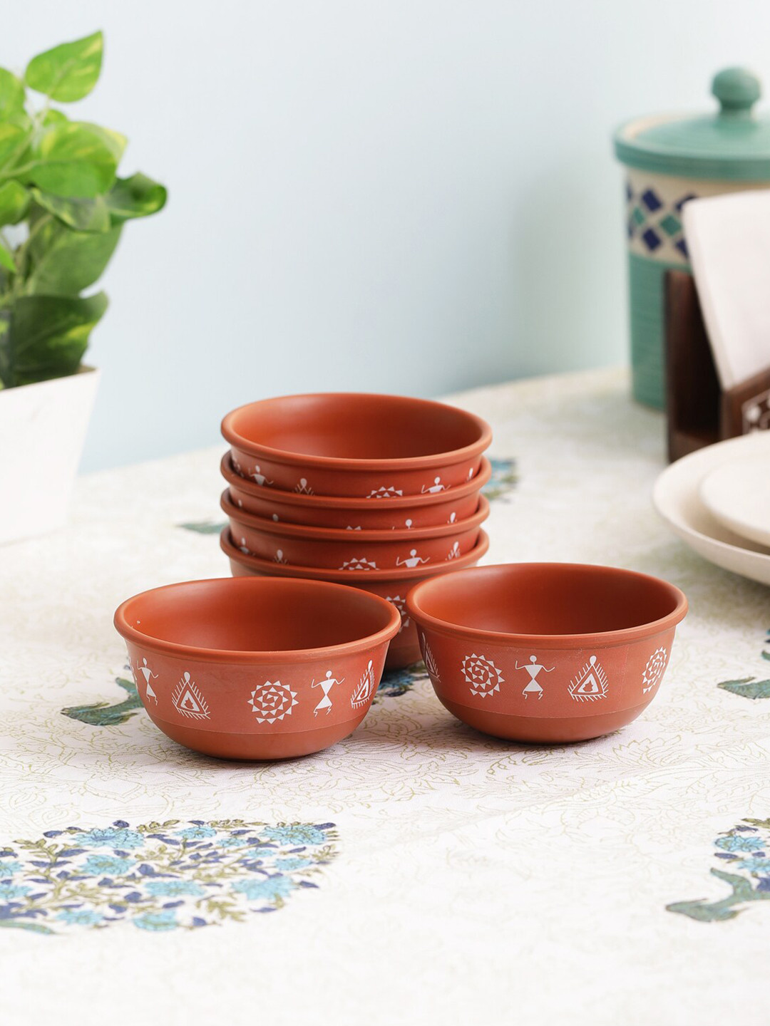 

Servewell Brown & White 12 Pieces Printed Melamine Glossy Bowls