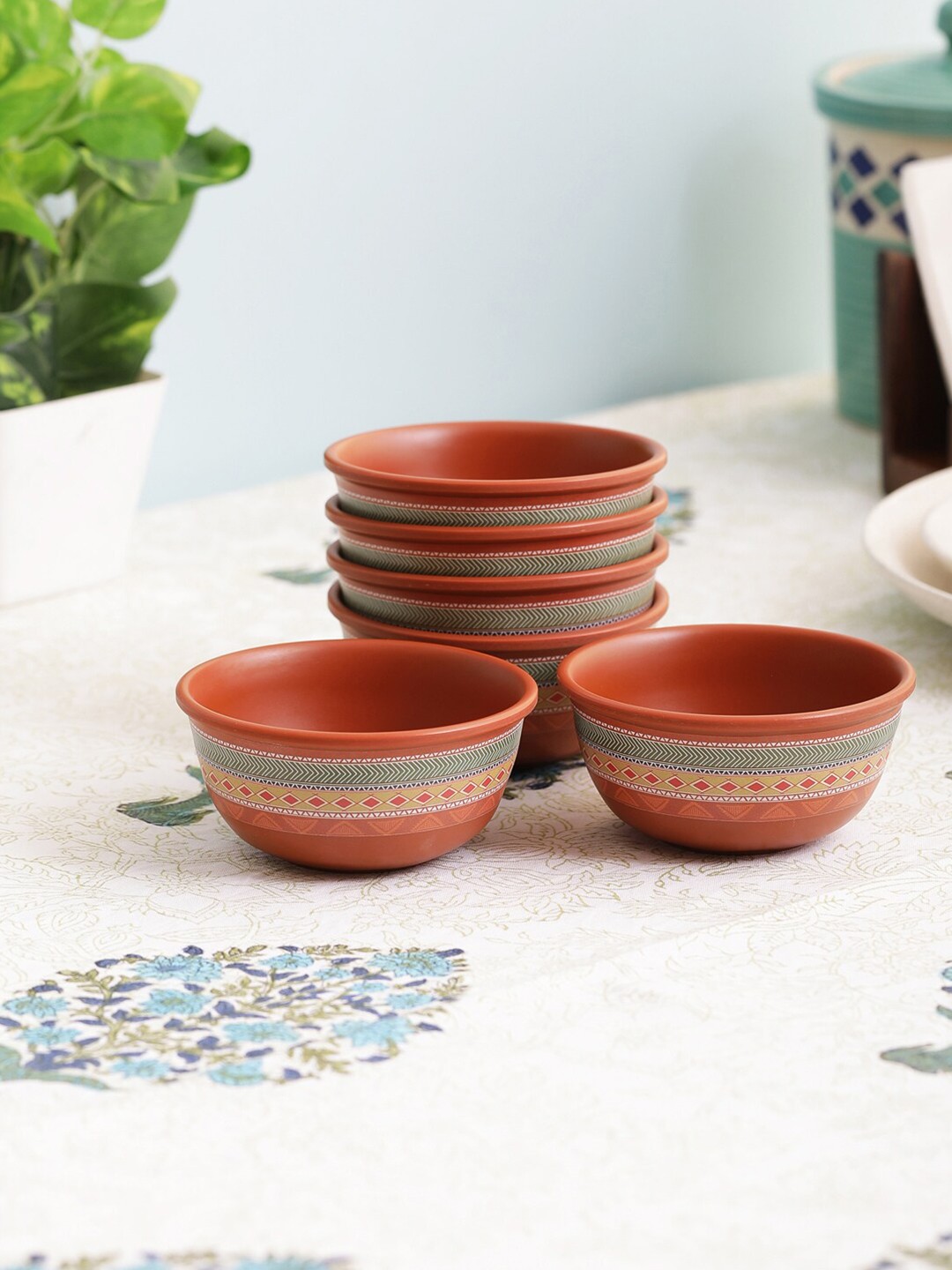 

Servewell Brown & Pink 12 Pieces Printed Melamine Glossy Bowls