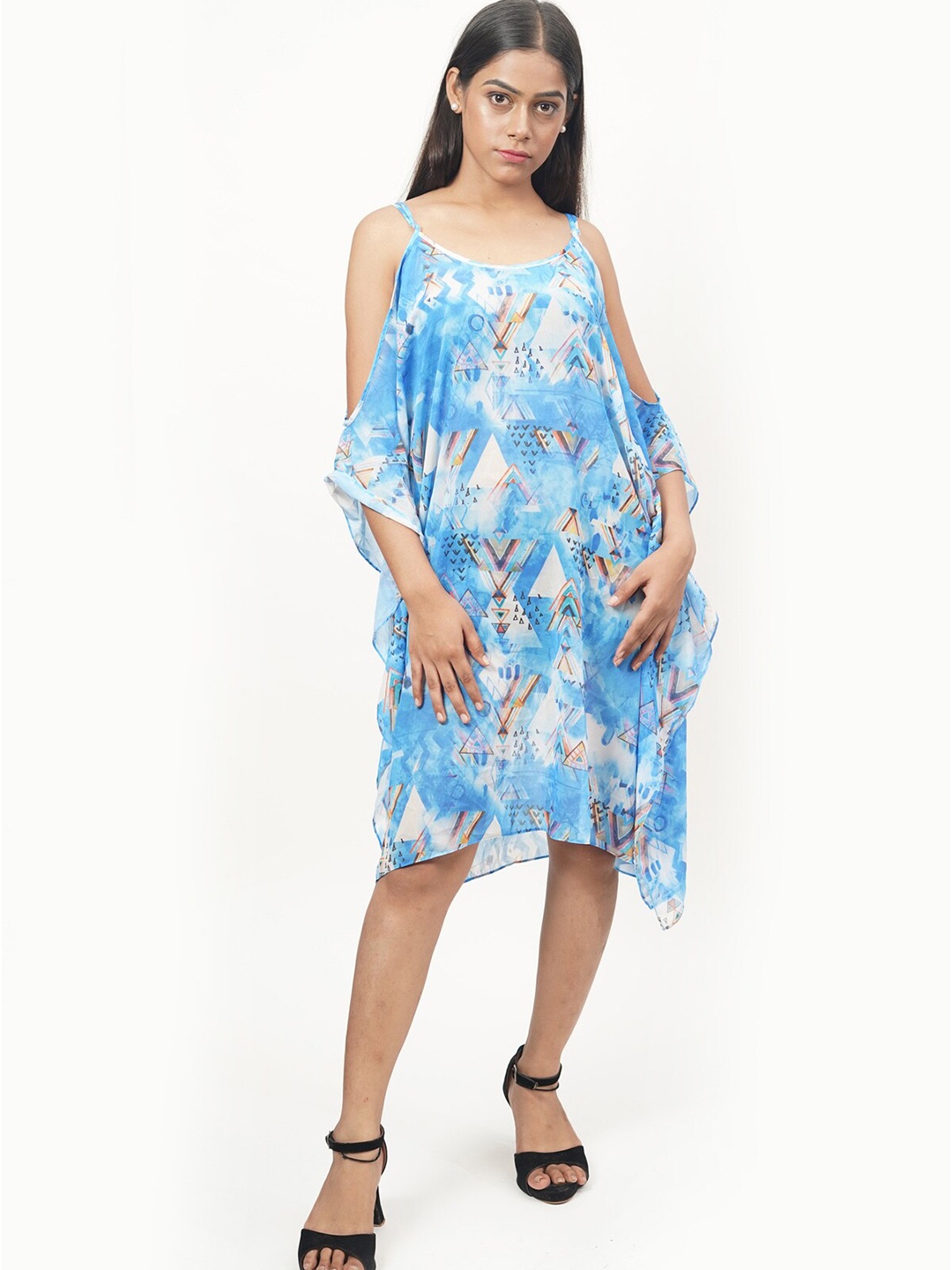 

Rajoria Instyle Multicoloured Floral Georgette Ethnic A-Line Dress, Multi