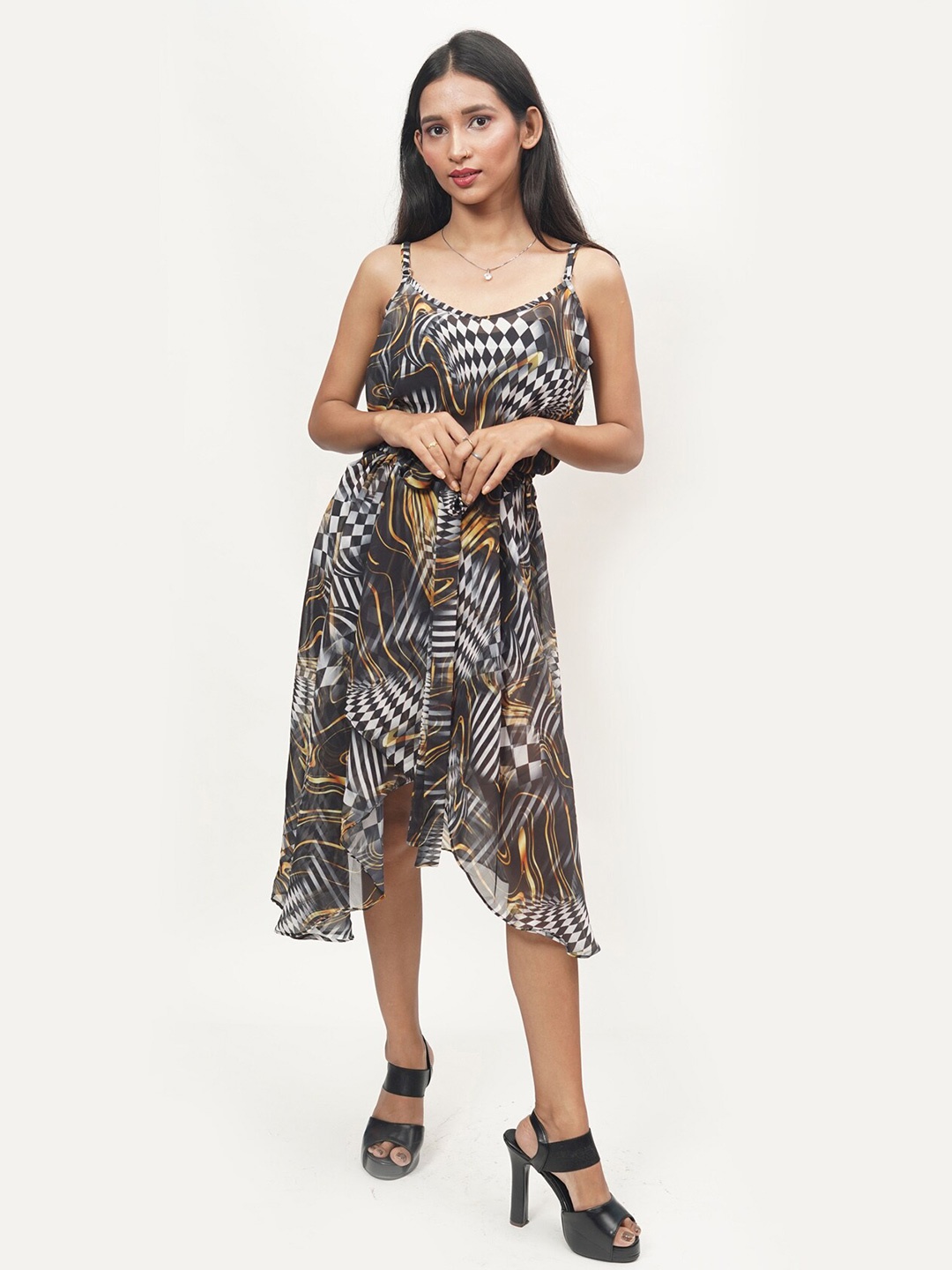

Rajoria Instyle Multicoloured Animal Georgette Ethnic A-Line Dress, Multi
