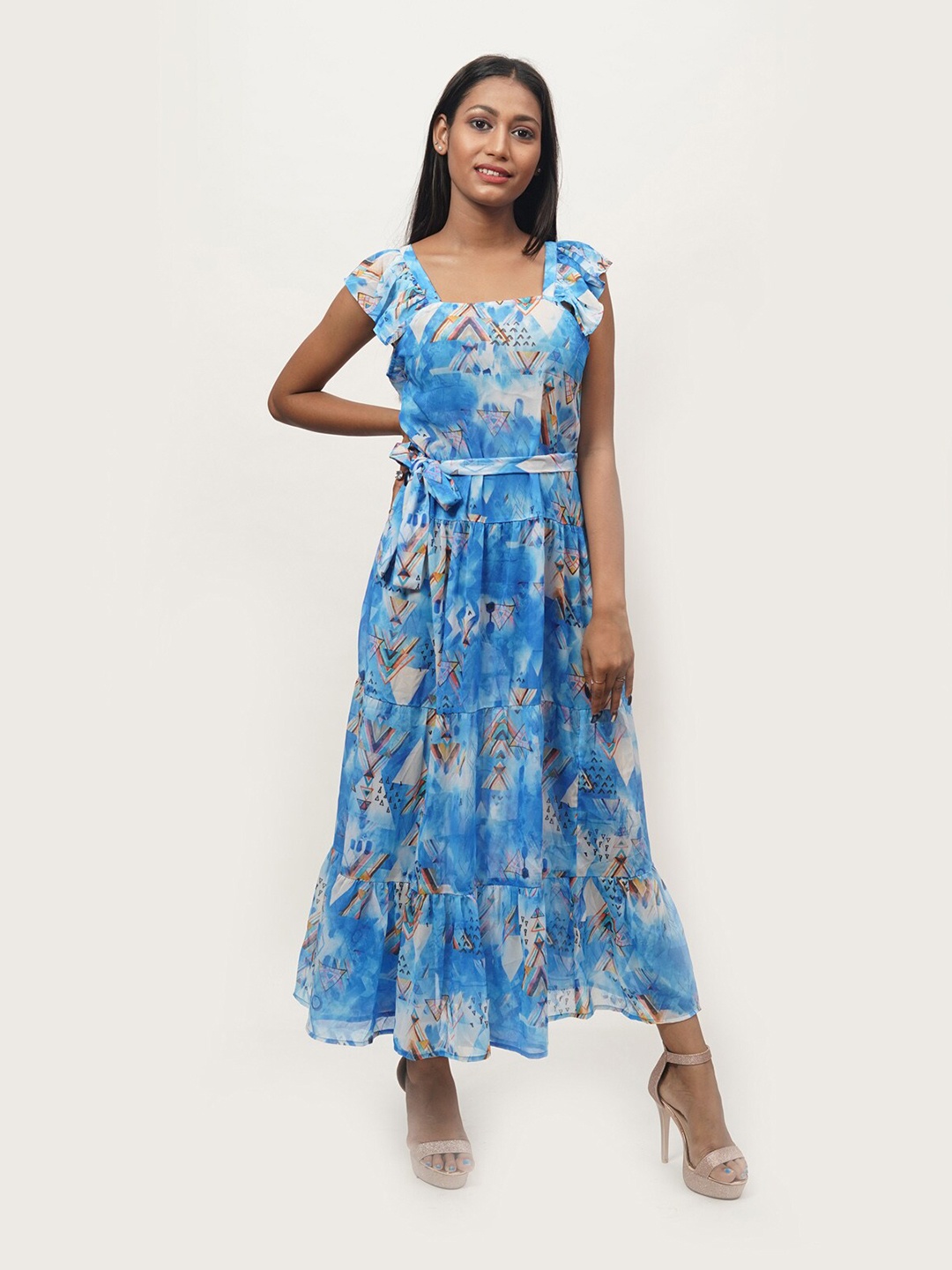 

Rajoria Instyle Multicoloured Tie and Dye Georgette Ethnic Maxi Dress, Multi