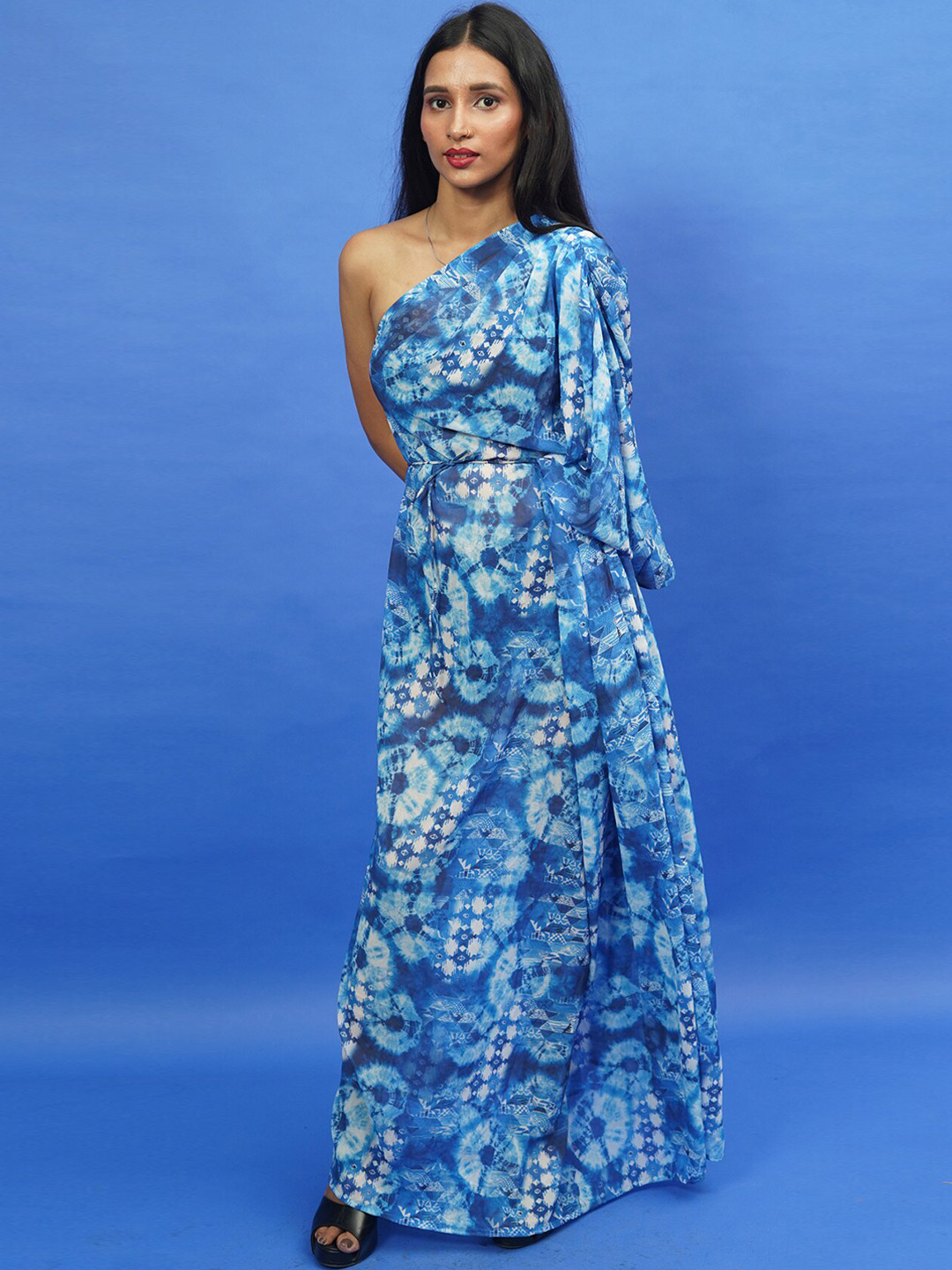 

Rajoria Instyle Multicoloured Floral Georgette Ethnic Maxi Dress, Multi