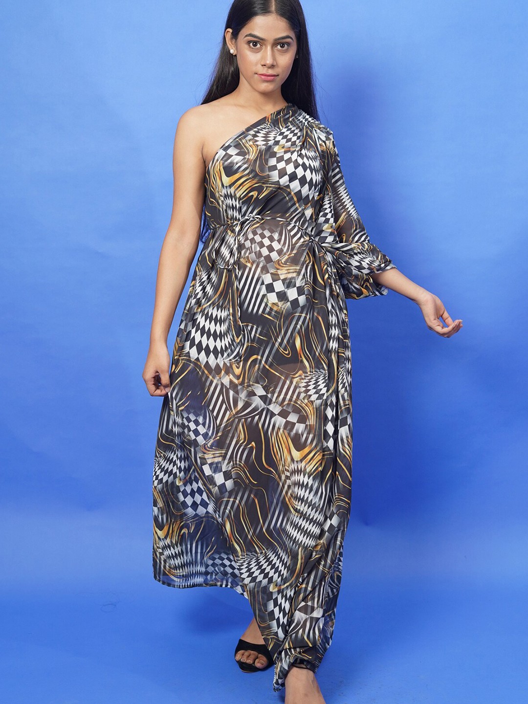

Rajoria Instyle Multicoloured Animal Georgette Ethnic Maxi Dress, Multi