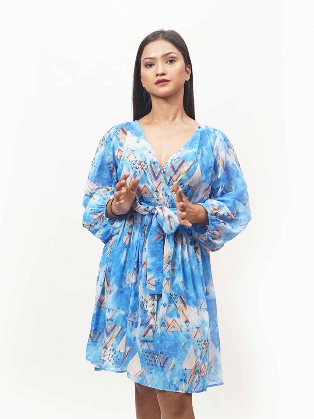 

Rajoria Instyle Multicoloured Floral Georgette Dress, Multi