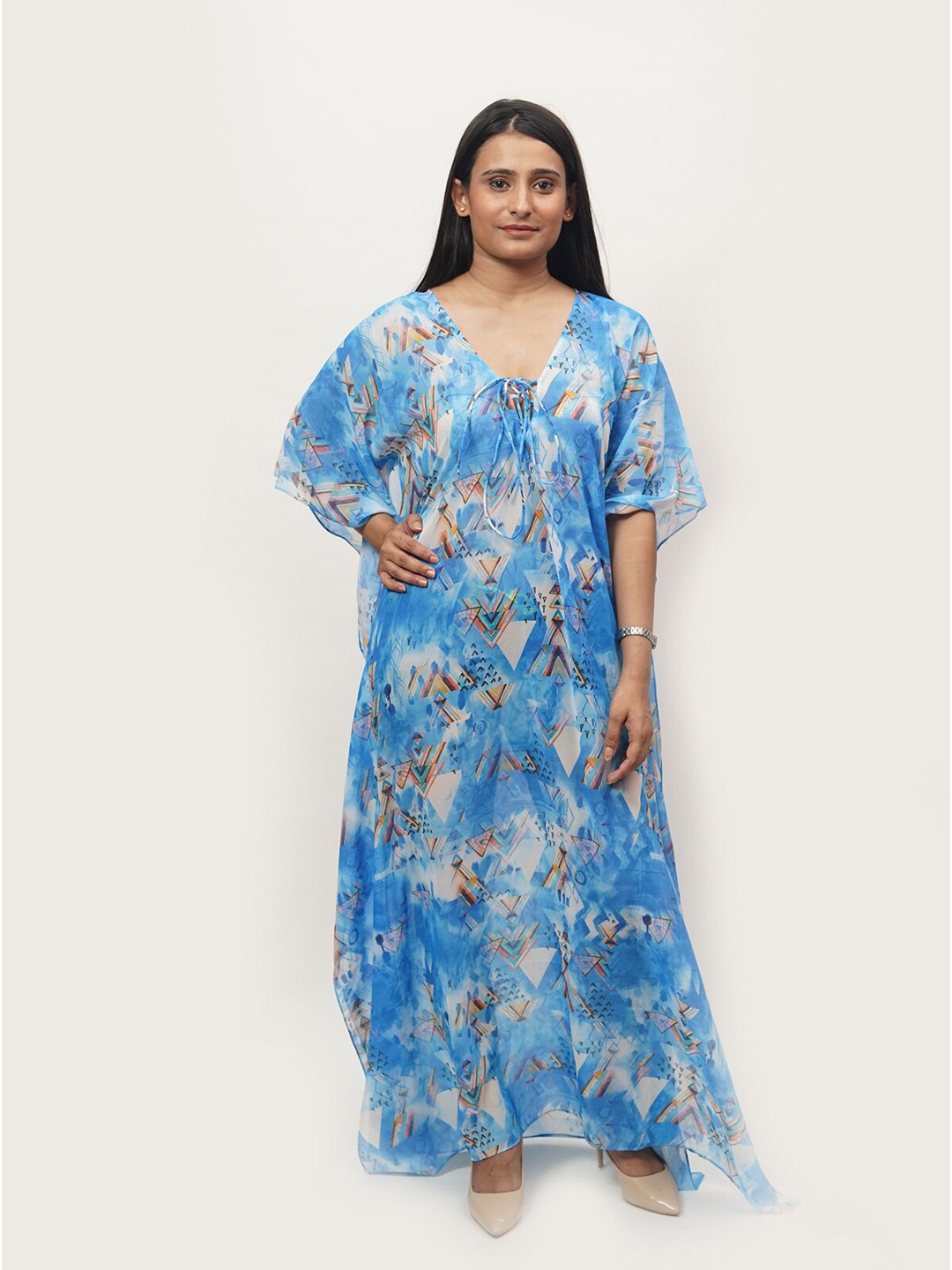 

Rajoria Instyle Multicoloured Floral Georgette Ethnic Maxi Dress, Multi