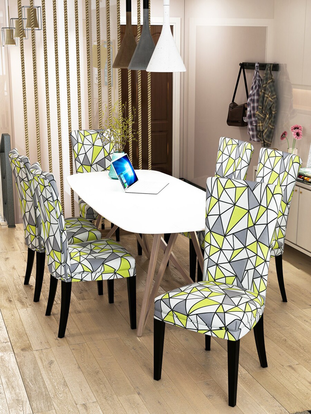 

Nendle Set Of 6 Printed Chair Cover, Fluorescent green