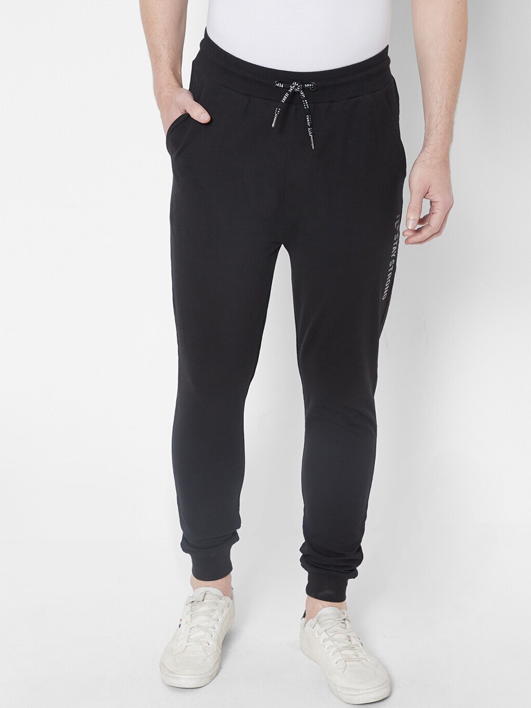 

Pepe Jeans Men Black Printed Cotton Slim-Fit Jogger