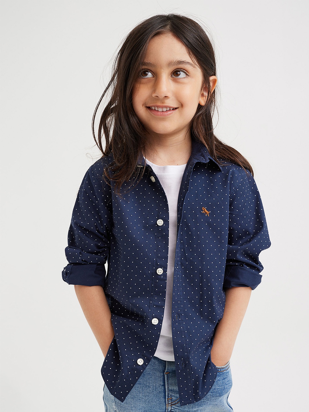 

H&M Kids Girls Cotton shirt, Blue