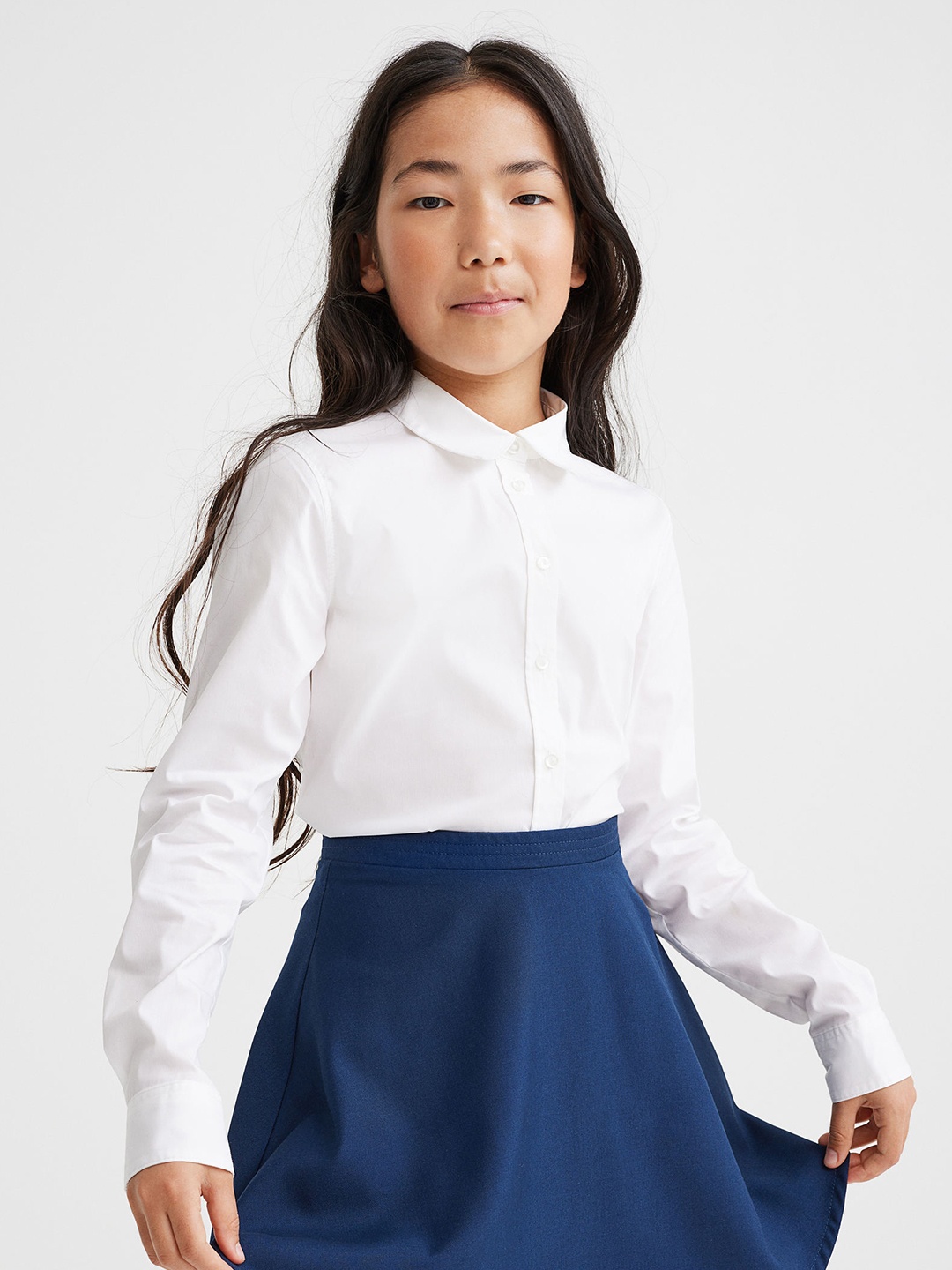 

H&M Girls 2-Pack Poplin Shirts, White