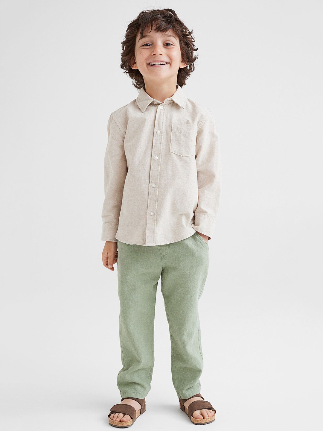 

H&M Boys Cotton Shirt, Beige
