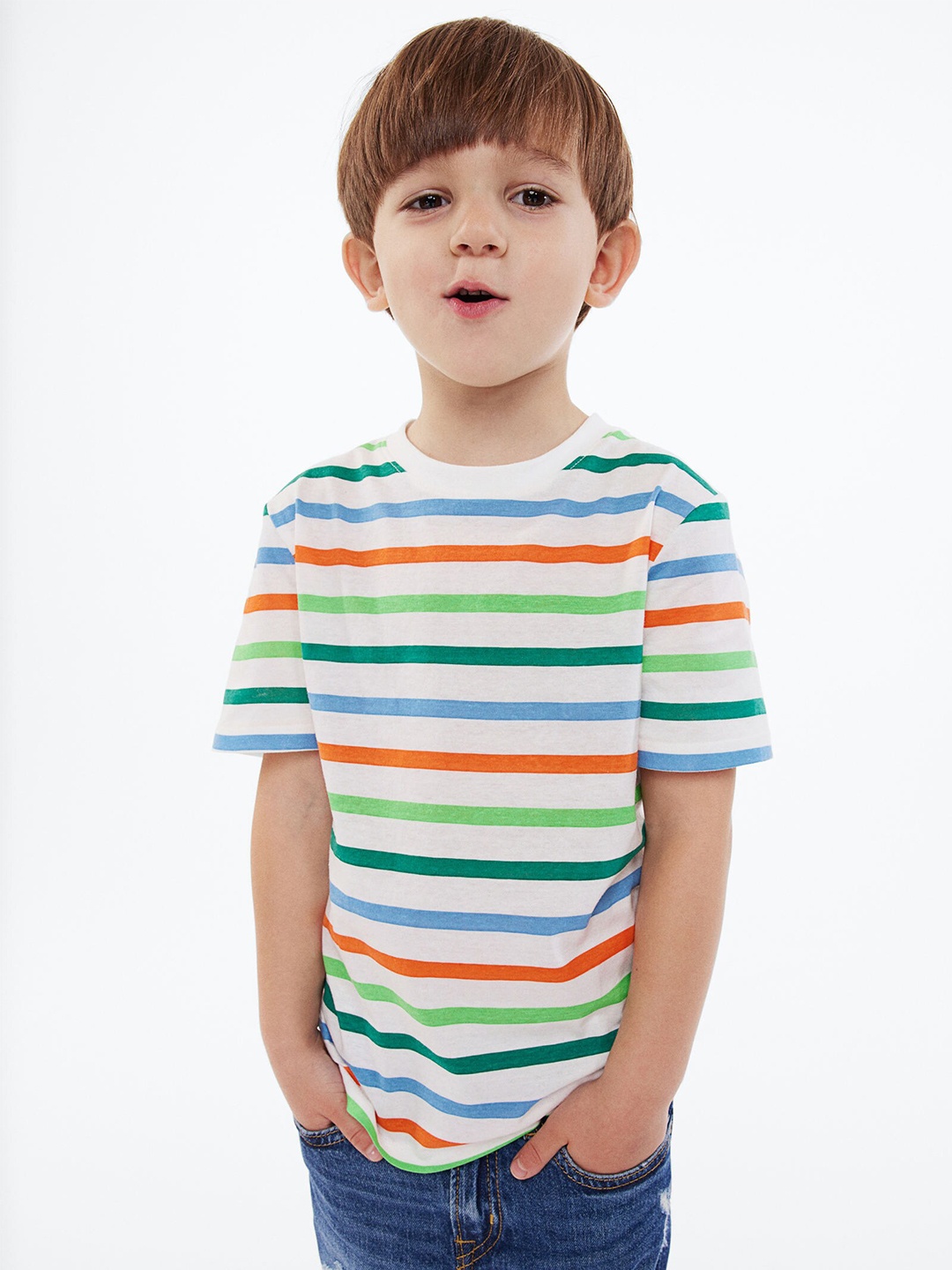 

H&M Boys Striped Printed T-shirt, Multi