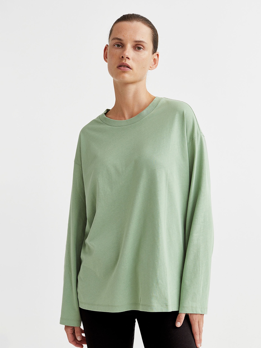 

H&M Women Long-Sleeved Jersey Top, Green