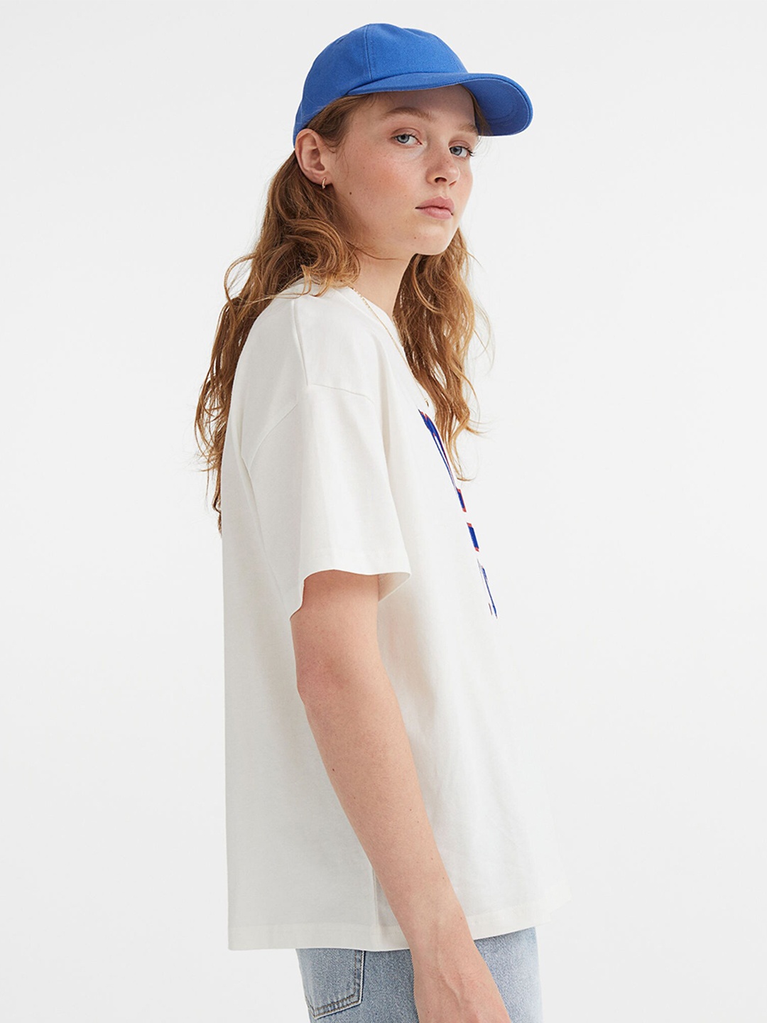 

H&M Women Oversized Printed T-shirt, White