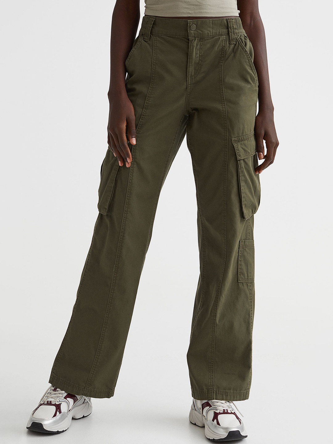 

H&M Canvas Cargo Trousers, Olive