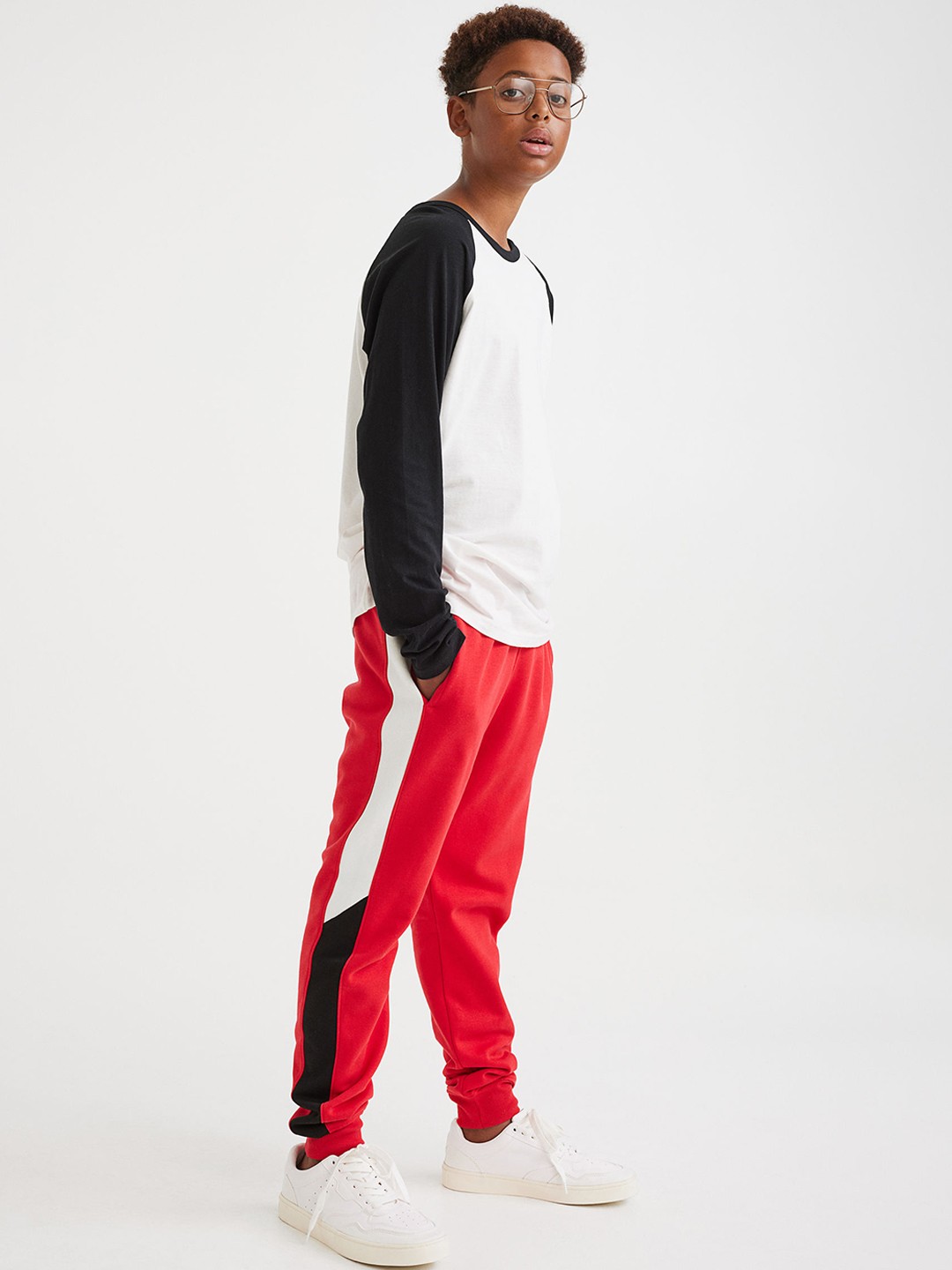 

H&M Boys Colourblocked Sweatpants, Red